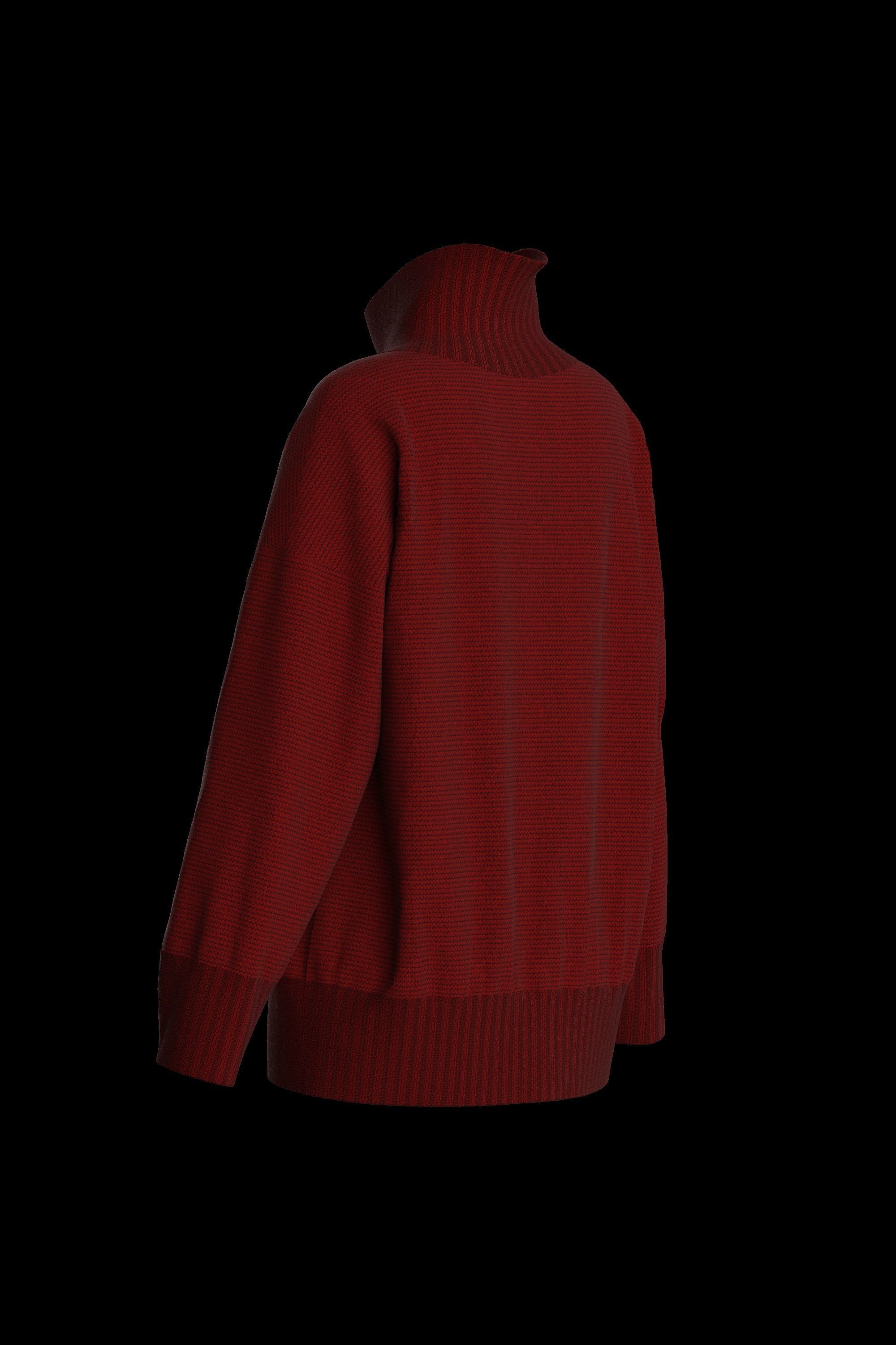 Female knit long sleeve 3D model_8