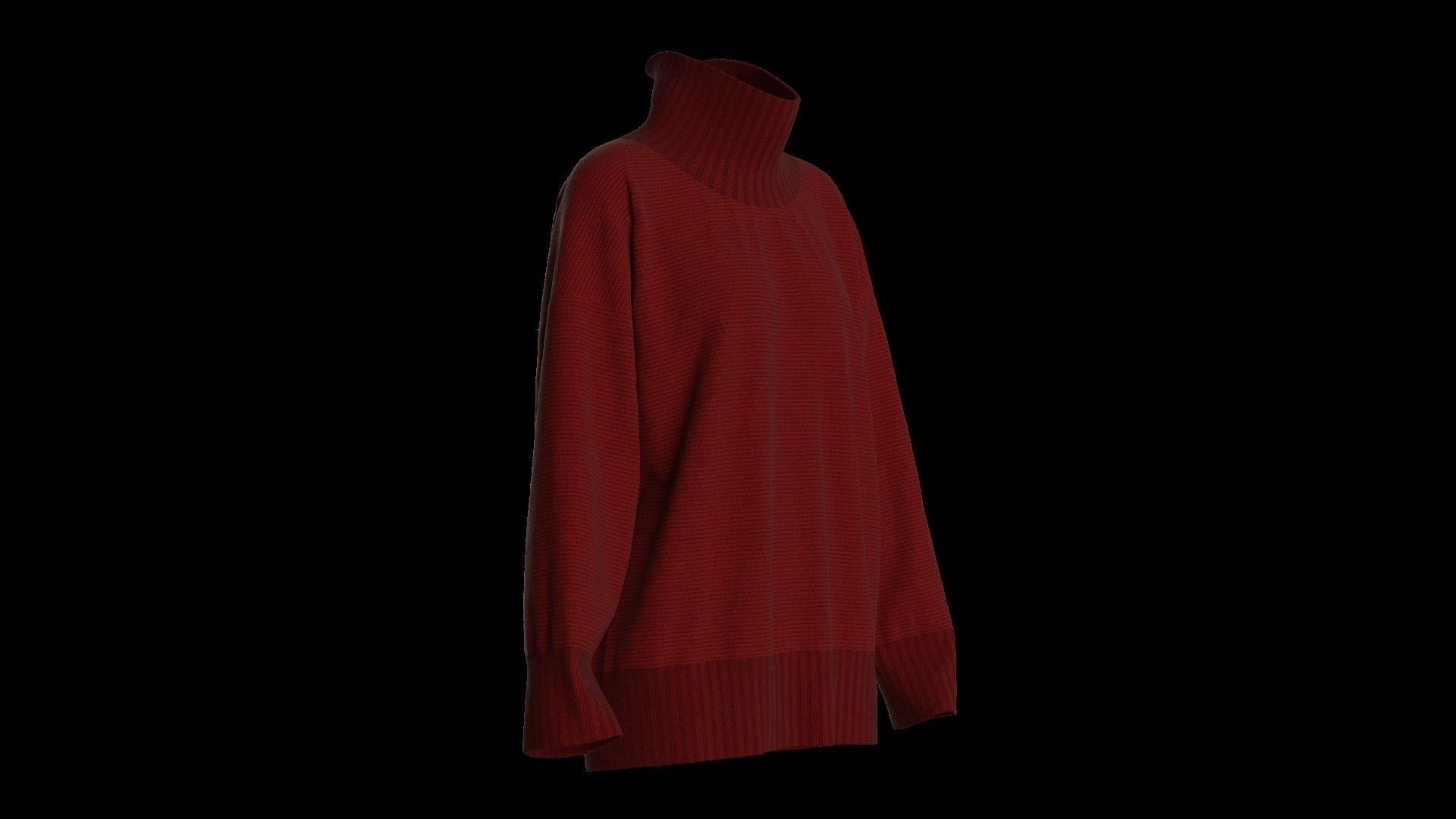 Female knit long sleeve 3D model_2