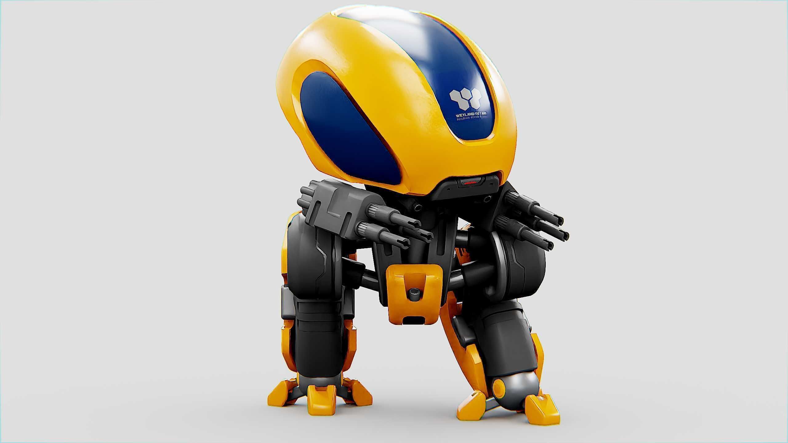 MILITARY BOT M-3000 Rigged for Unreal Engine - Unity - MIXAMO  3D model_16