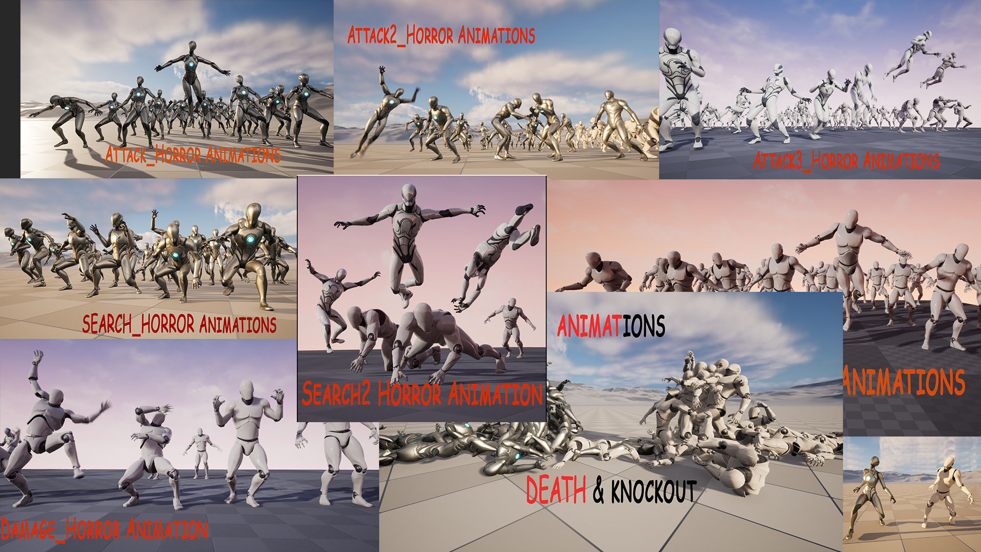 Mega Pack Horror Animations   7 packs Low-poly 3D model_10