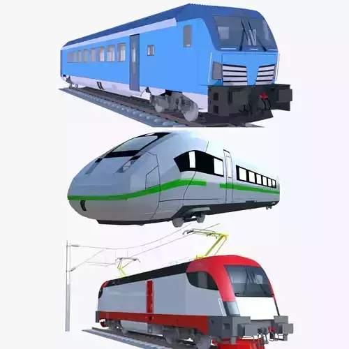 Siemens locomotive and driving coaches 3D Model Collection