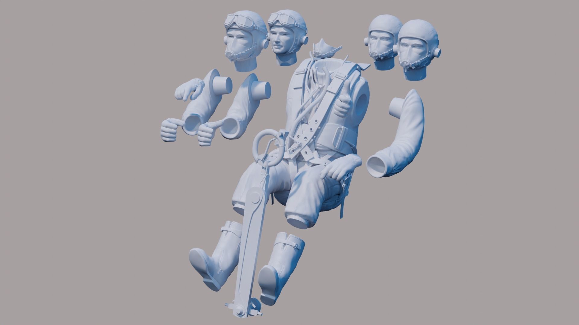 WWII RAF Fighter Pilot 3D print model_8