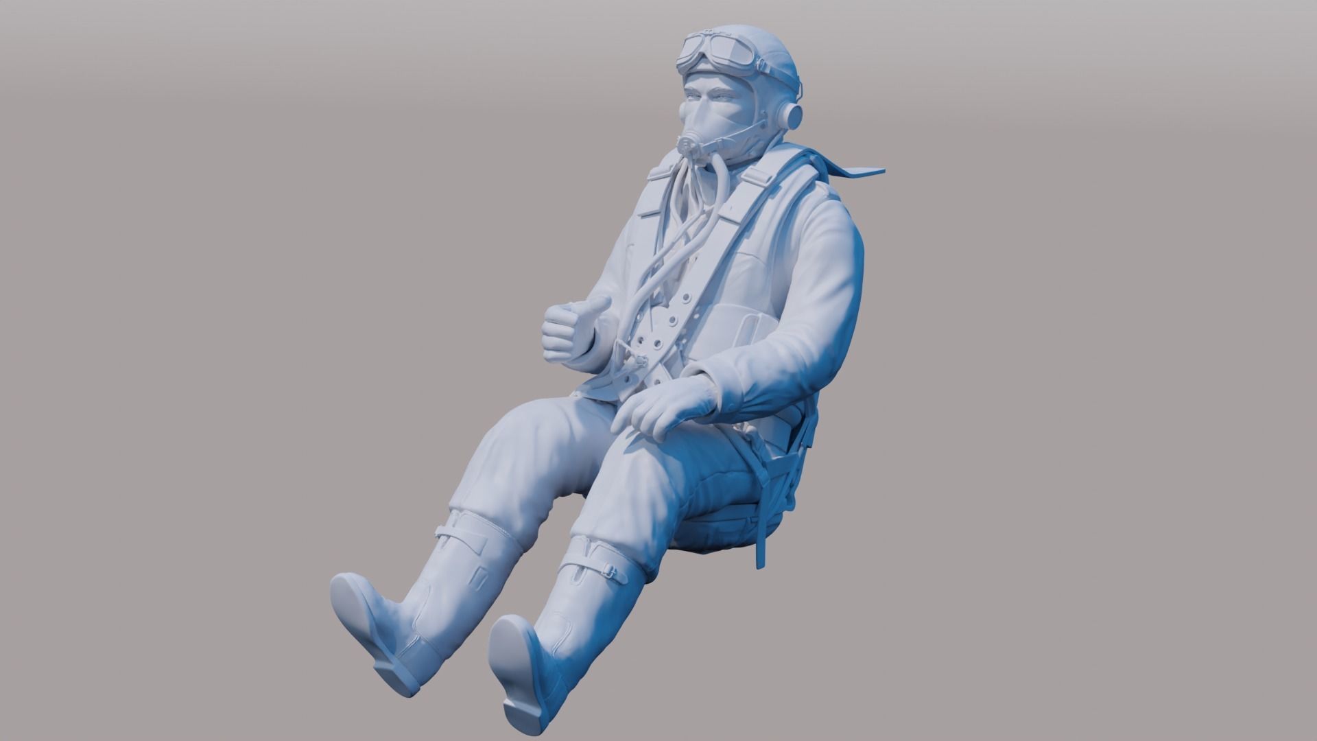 WWII RAF Fighter Pilot 3D print model_4