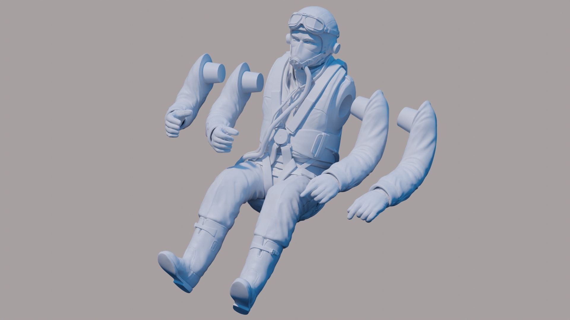 WWII RAF Fighter Pilot 3D print model_1