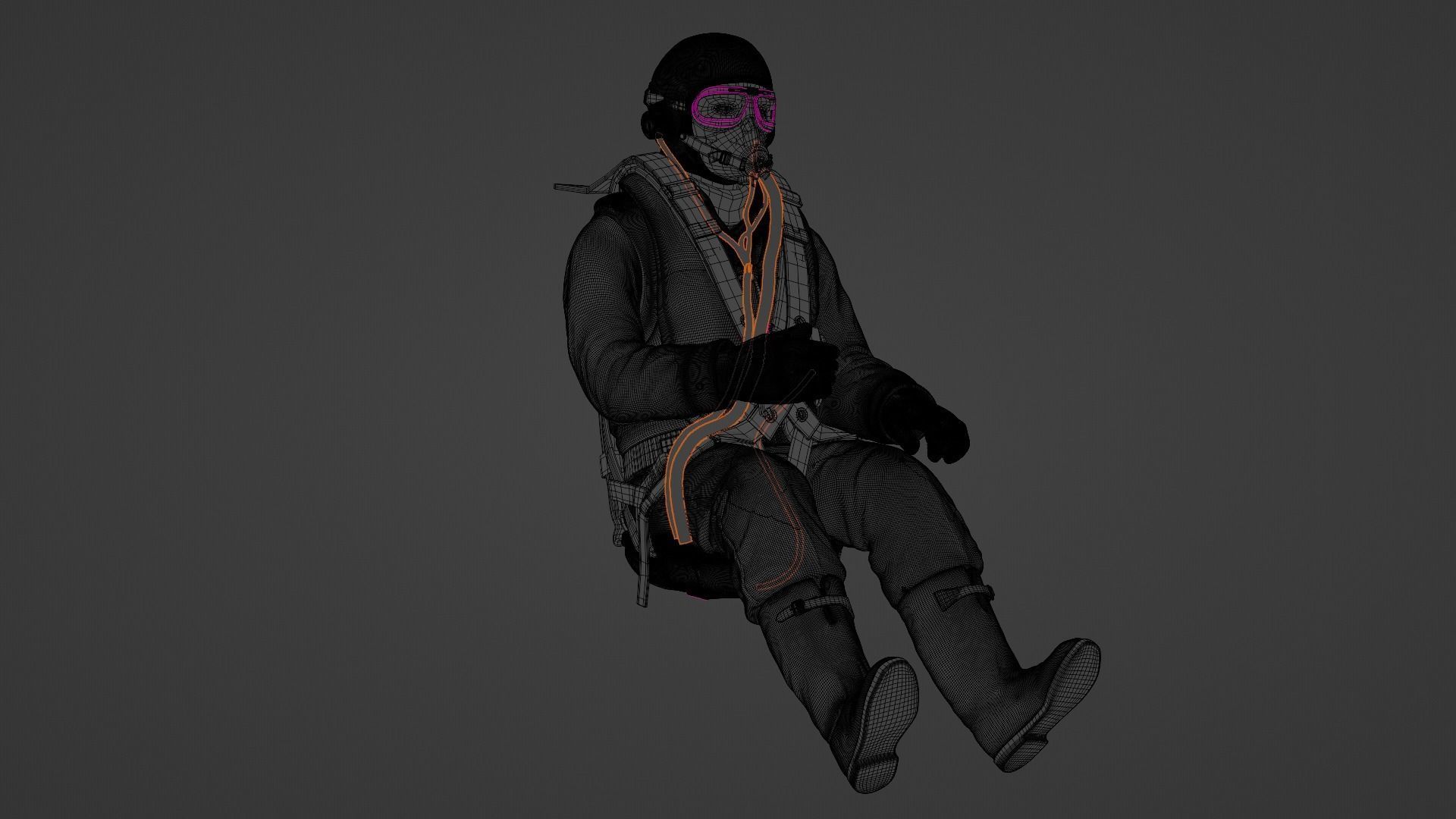 WWII RAF Fighter Pilot 3D print model_6