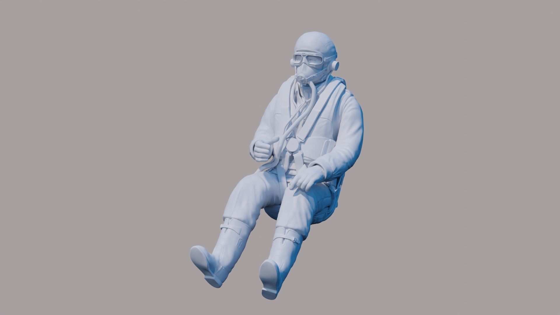 WWII RAF Fighter Pilot 3D print model_2