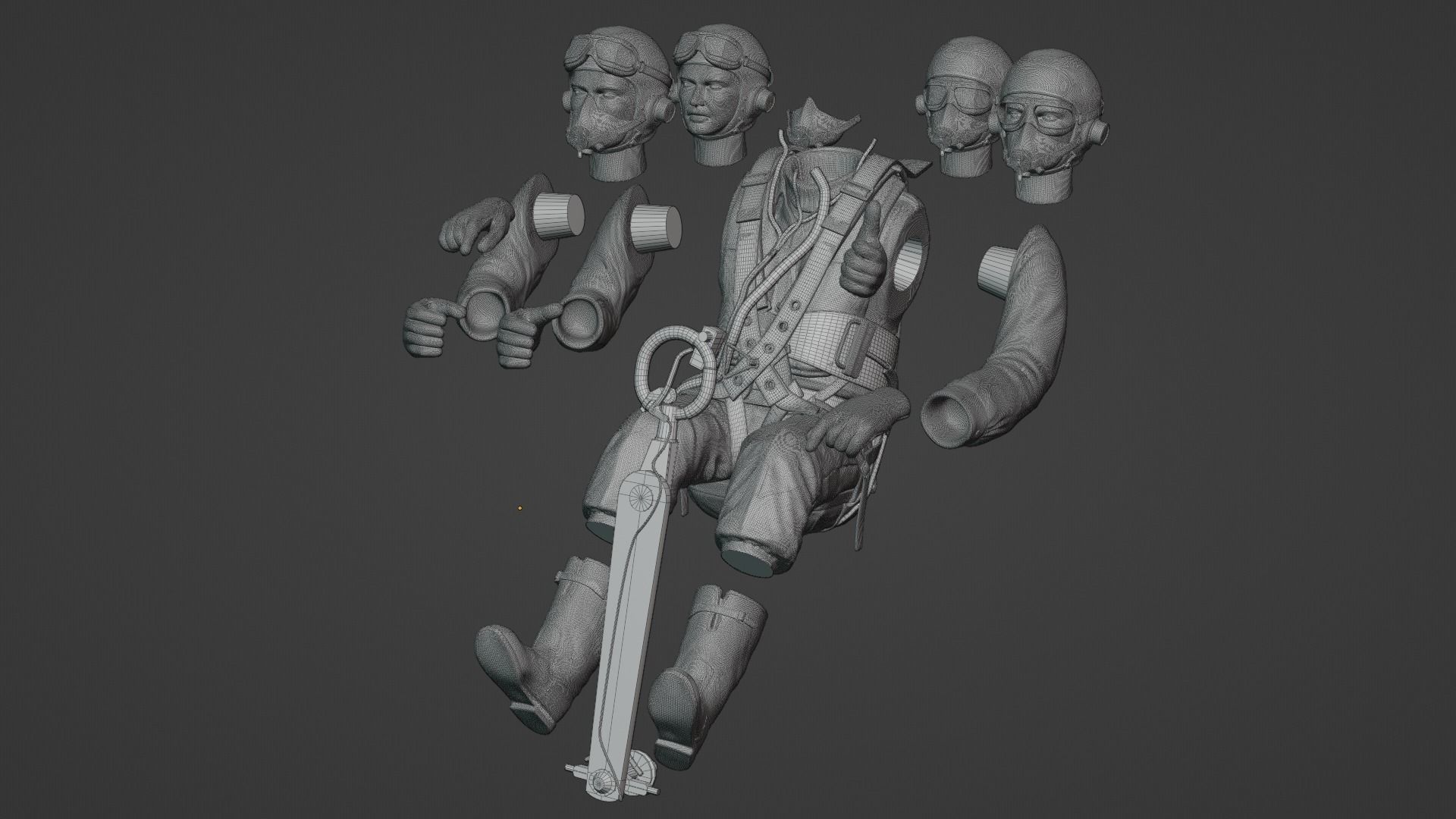 WWII RAF Fighter Pilot 3D print model_7