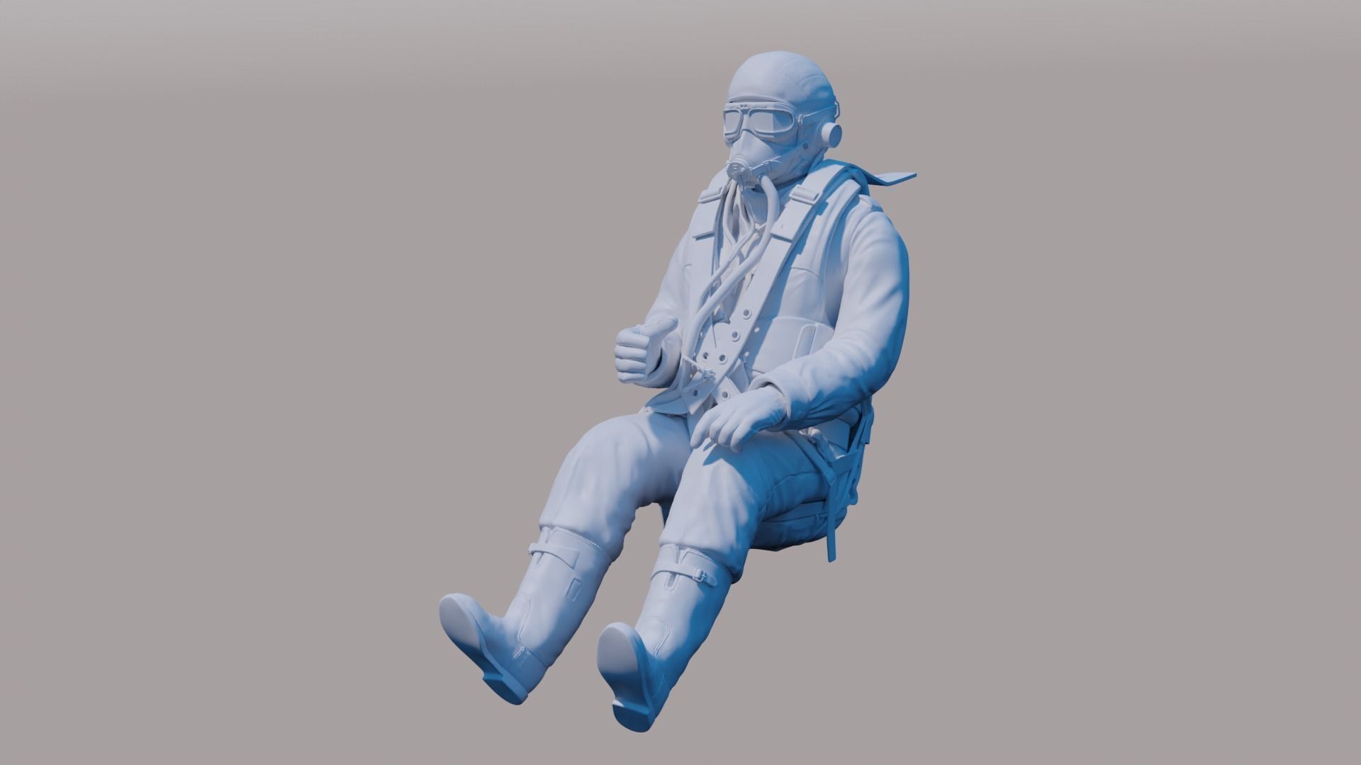 WWII RAF Fighter Pilot 3D print model_3