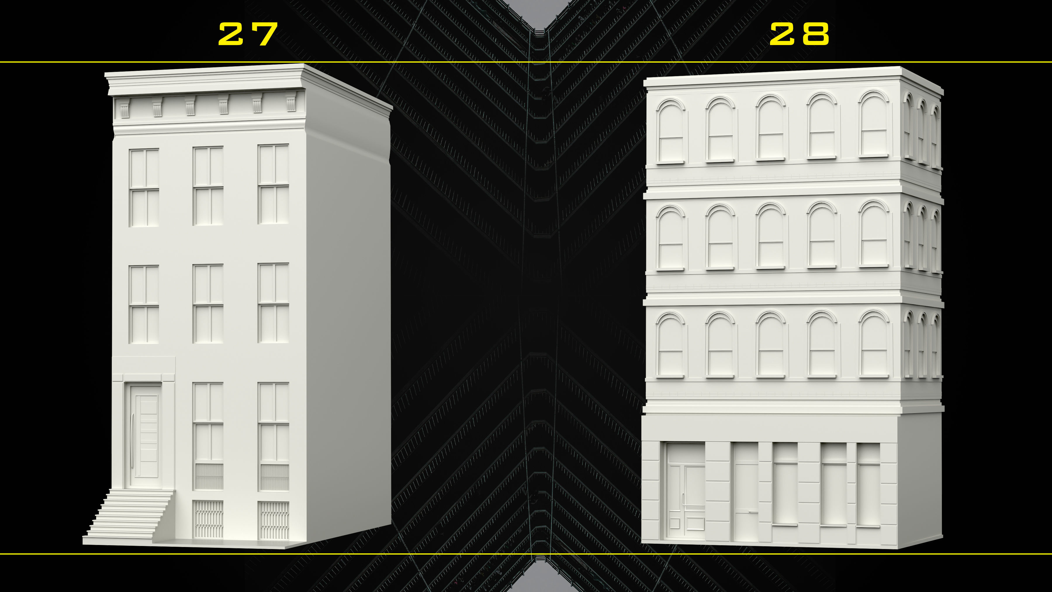 30 Detailed Building Base Mesh - Vol 07 Low-poly 3D model_14