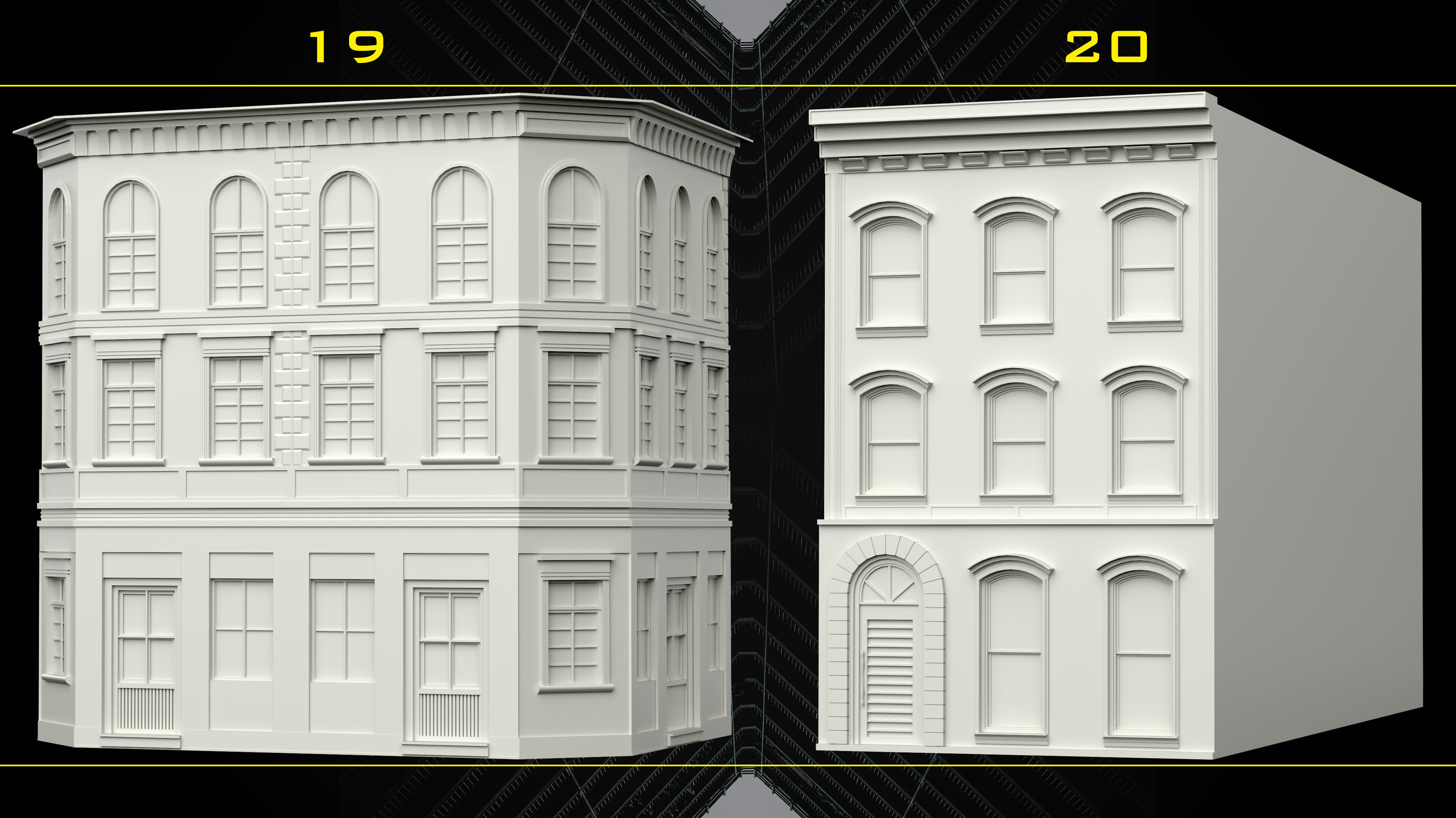 30 Detailed Building Base Mesh - Vol 07 Low-poly 3D model_10