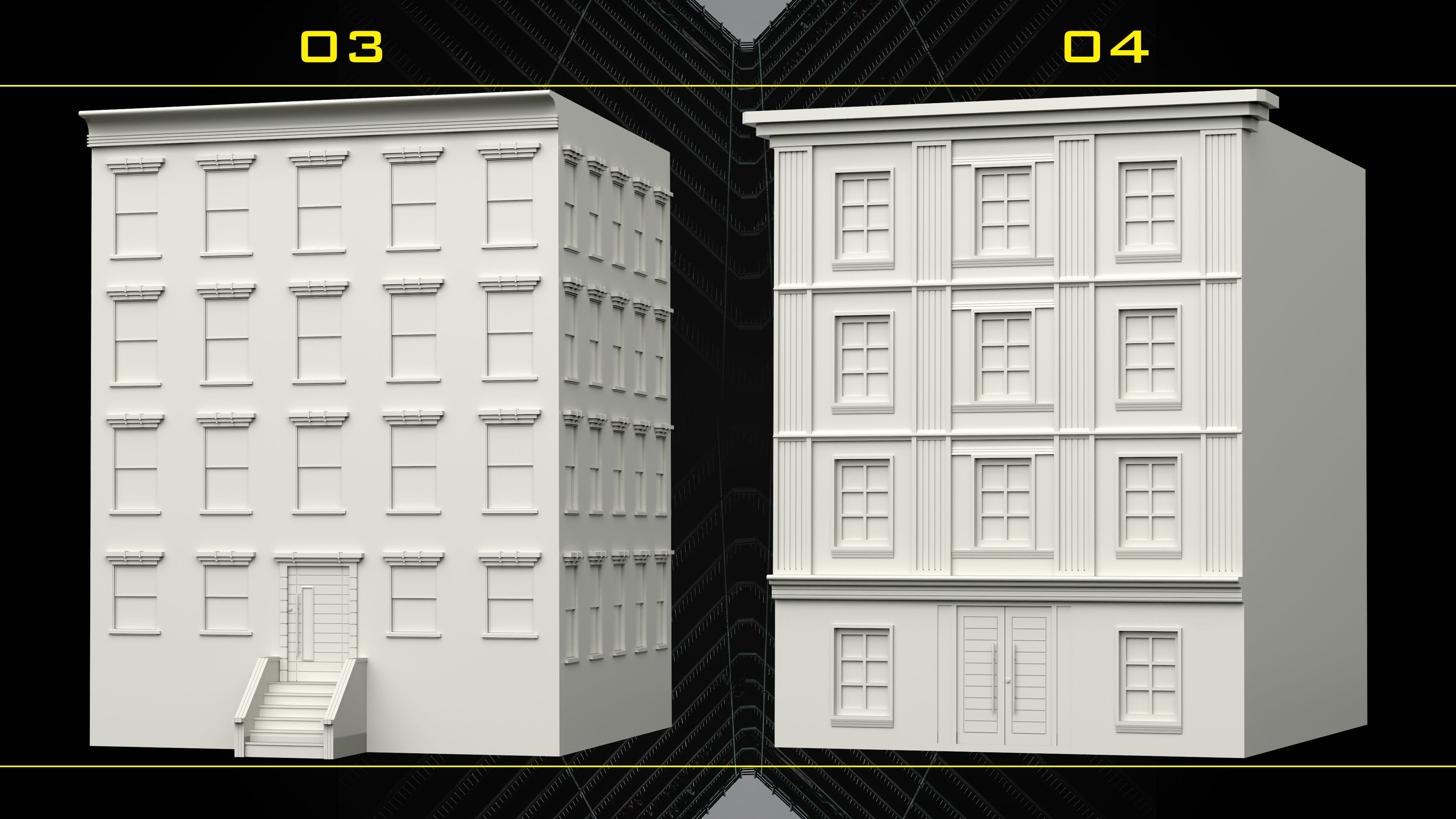 30 Detailed Building Base Mesh - Vol 07 Low-poly 3D model_2