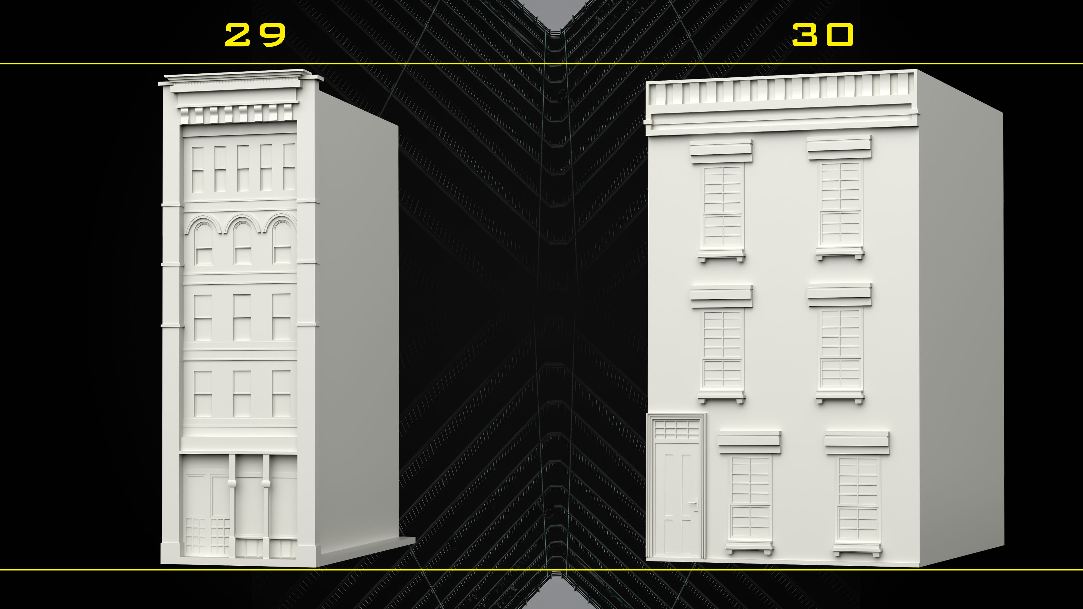 30 Detailed Building Base Mesh - Vol 07 Low-poly 3D model_15