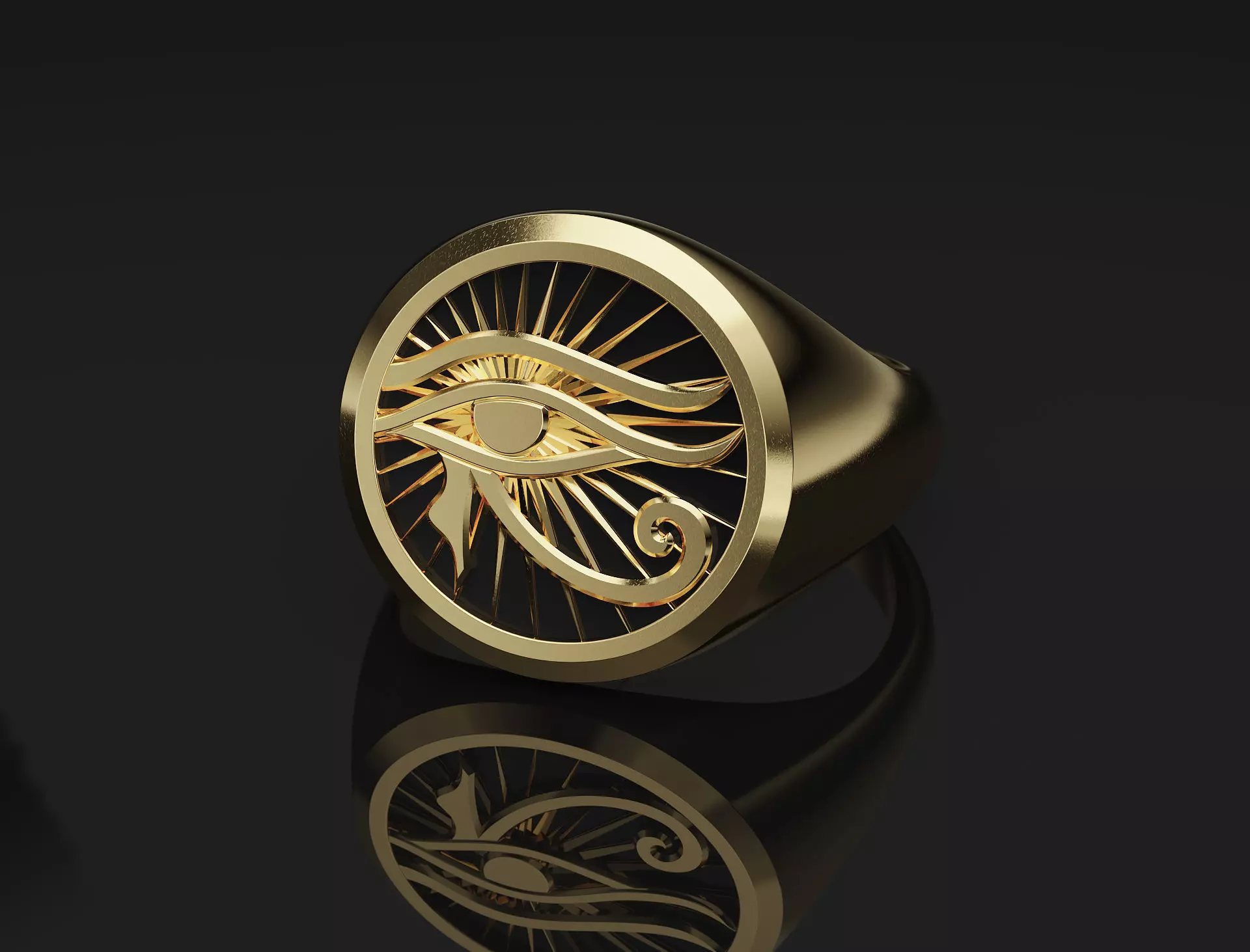 Eye of Horus signet ring 3D print model 3D print model_0