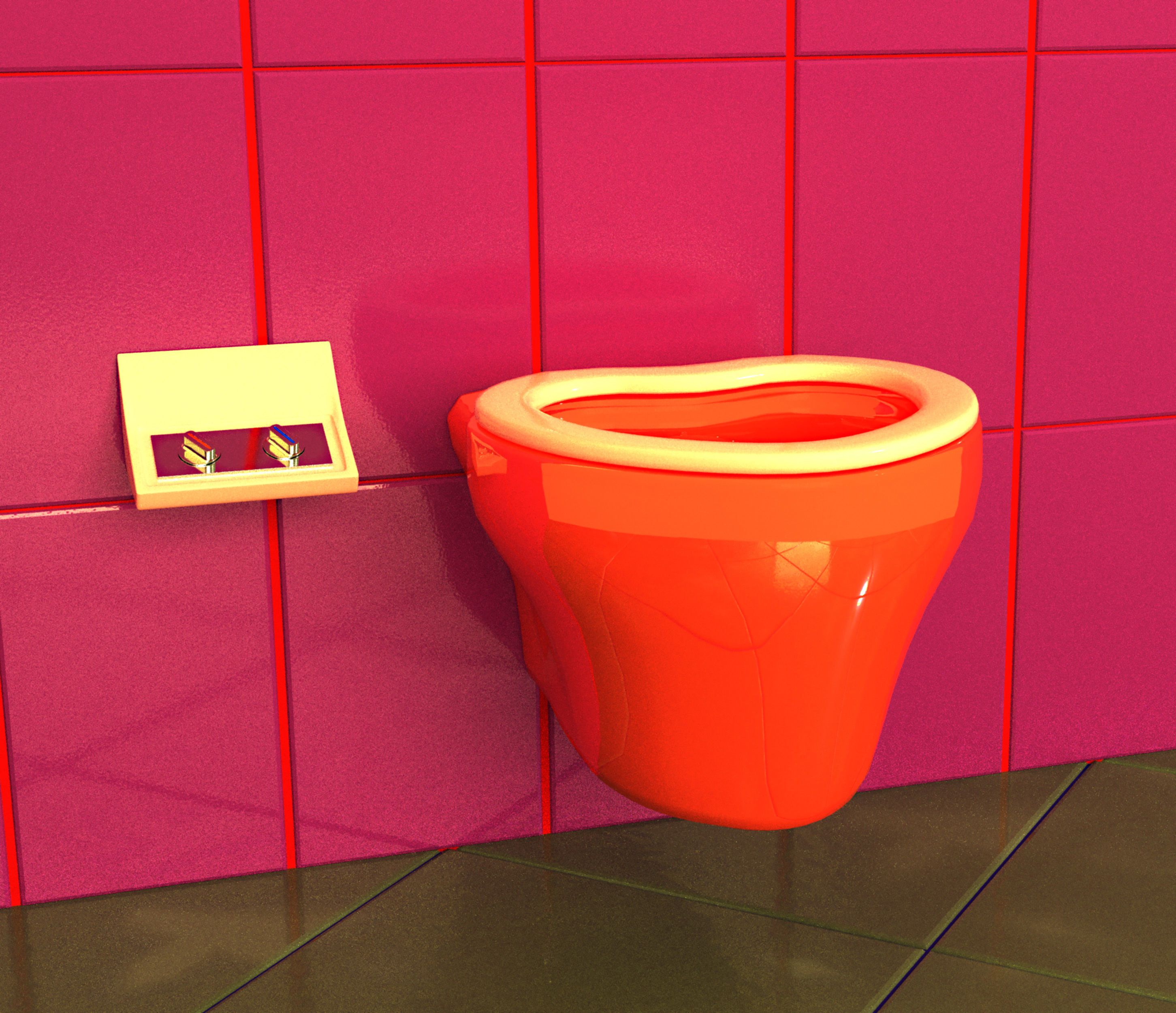 Wall-mounted toilet set 3D Model Collection_22