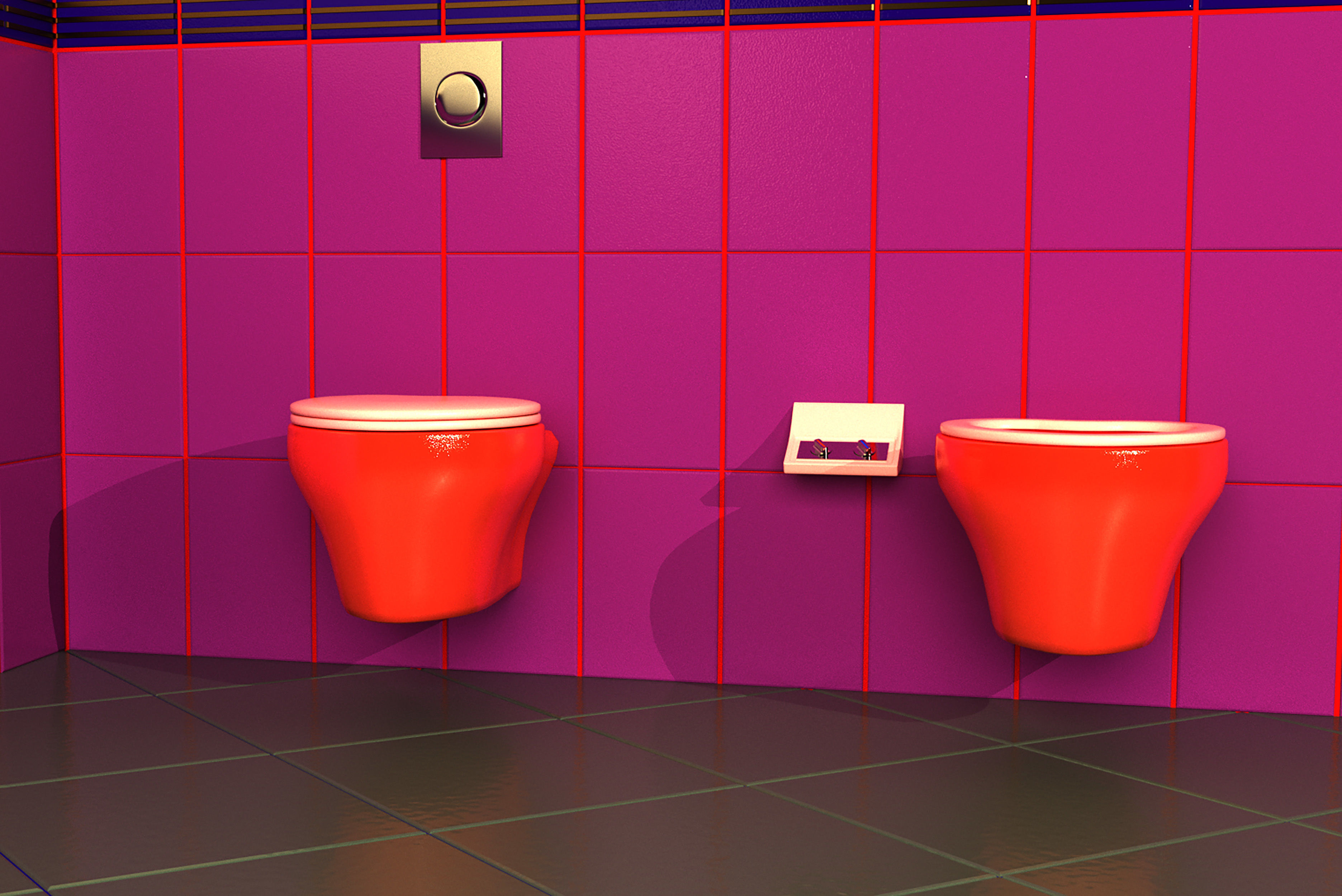 Wall-mounted toilet set 3D Model Collection_17
