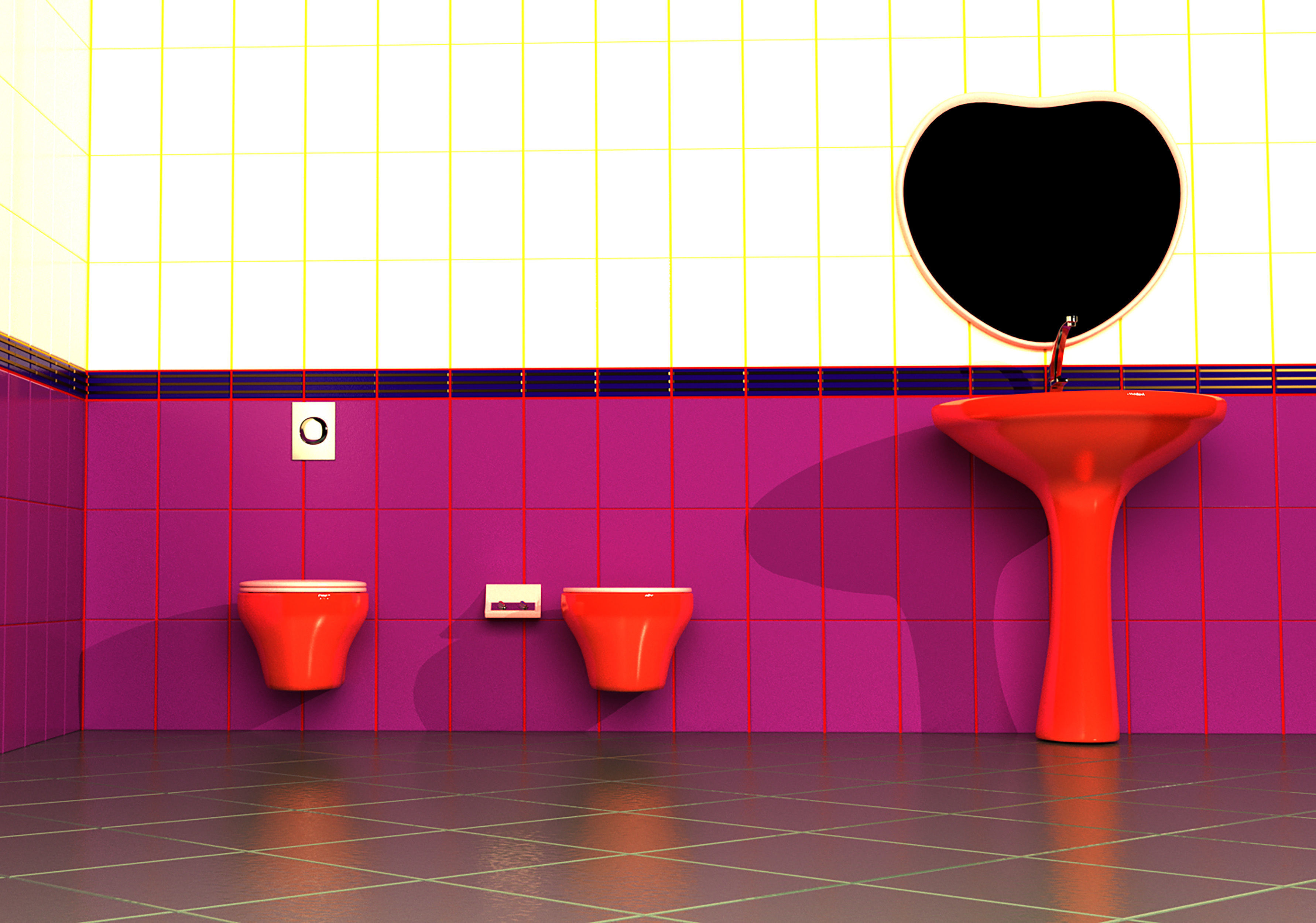 Wall-mounted toilet set 3D Model Collection_5