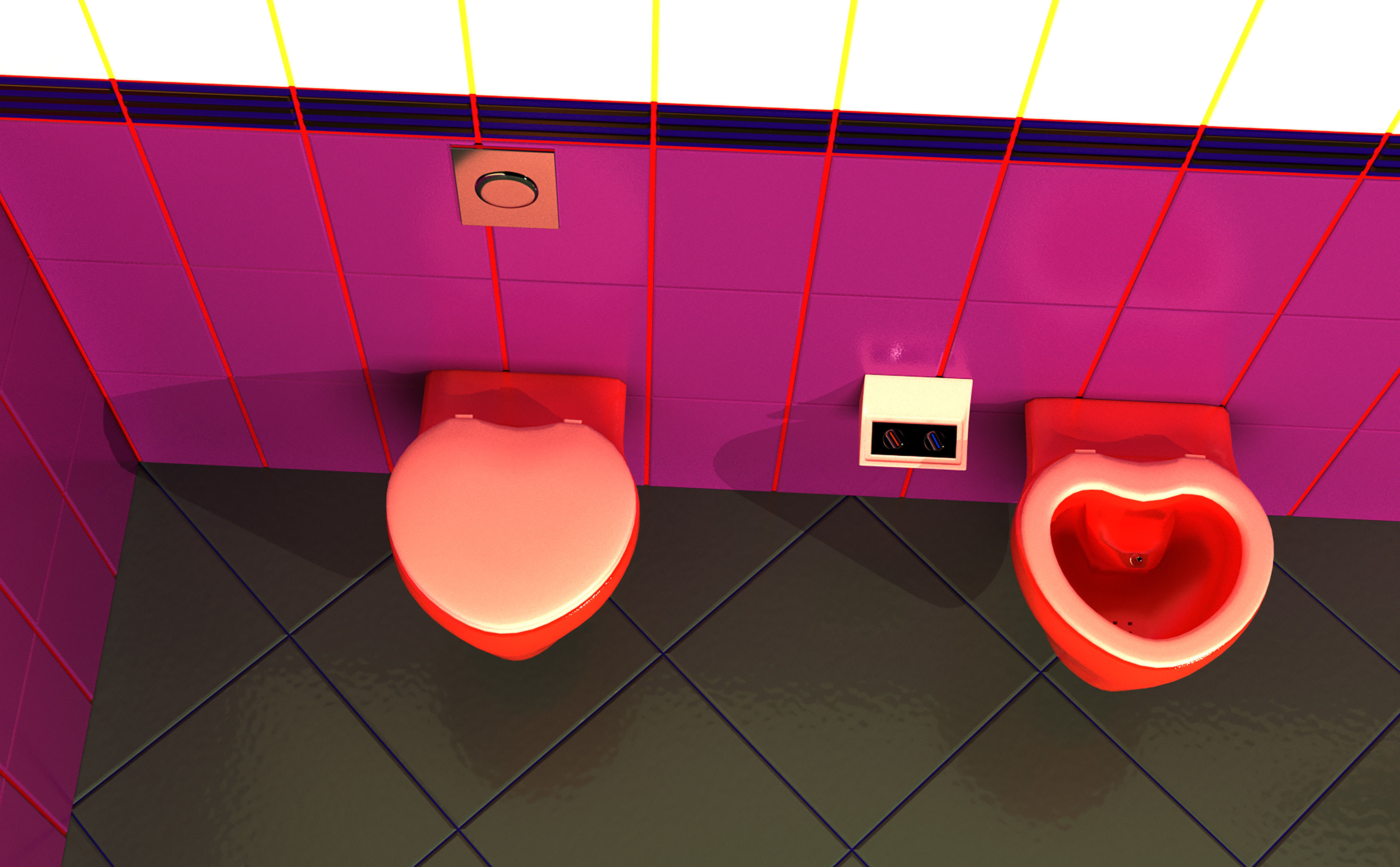 Wall-mounted toilet set 3D Model Collection_15