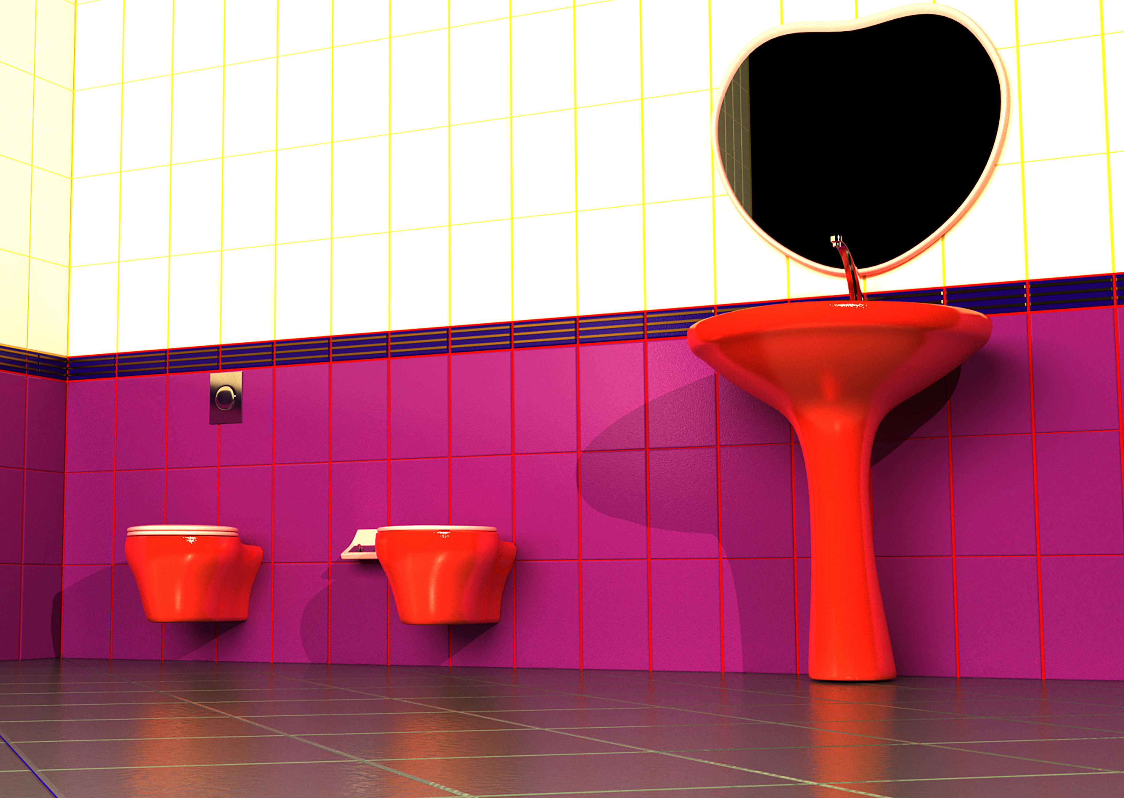 Wall-mounted toilet set 3D Model Collection_4