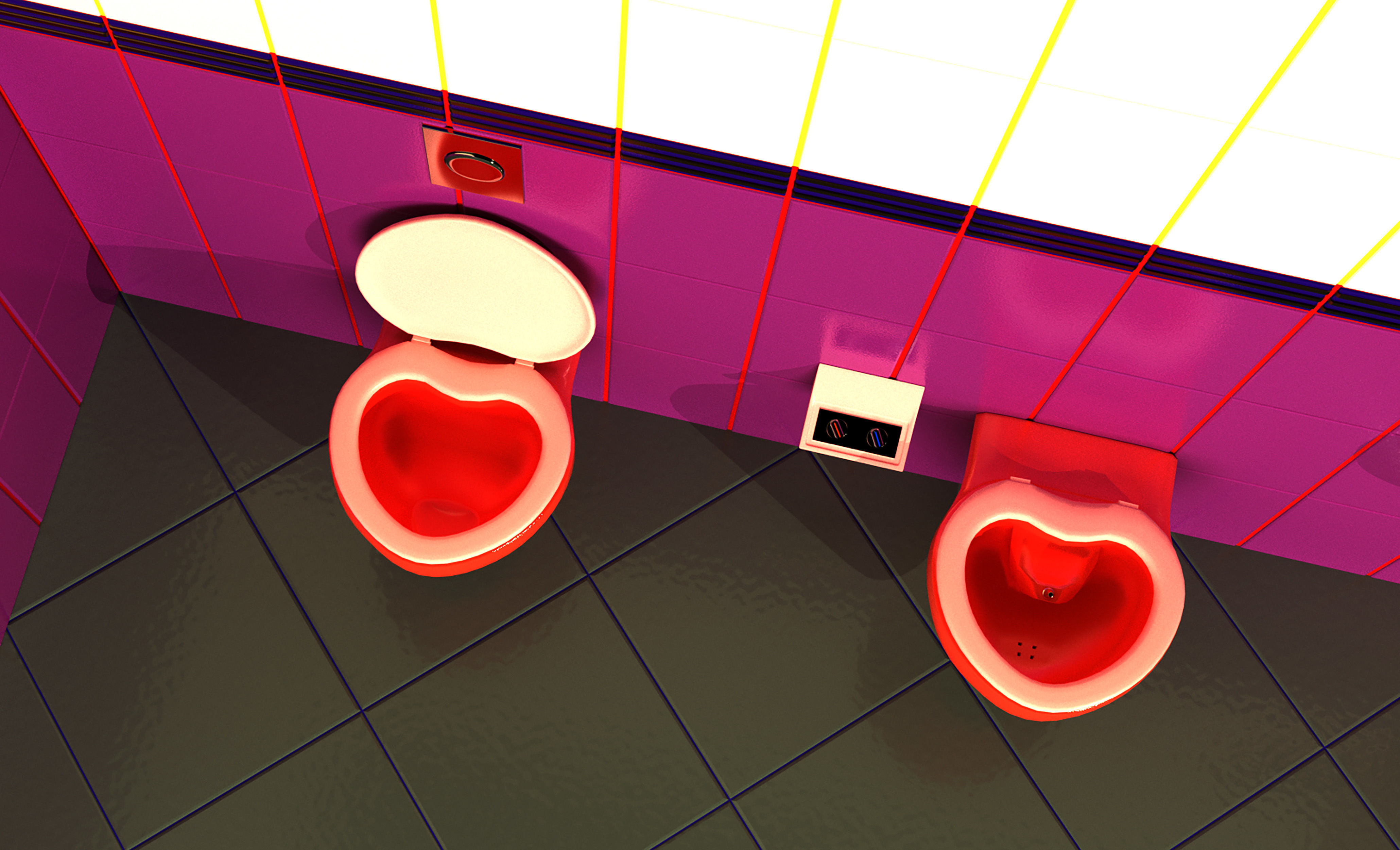 Wall-mounted toilet set 3D Model Collection_18