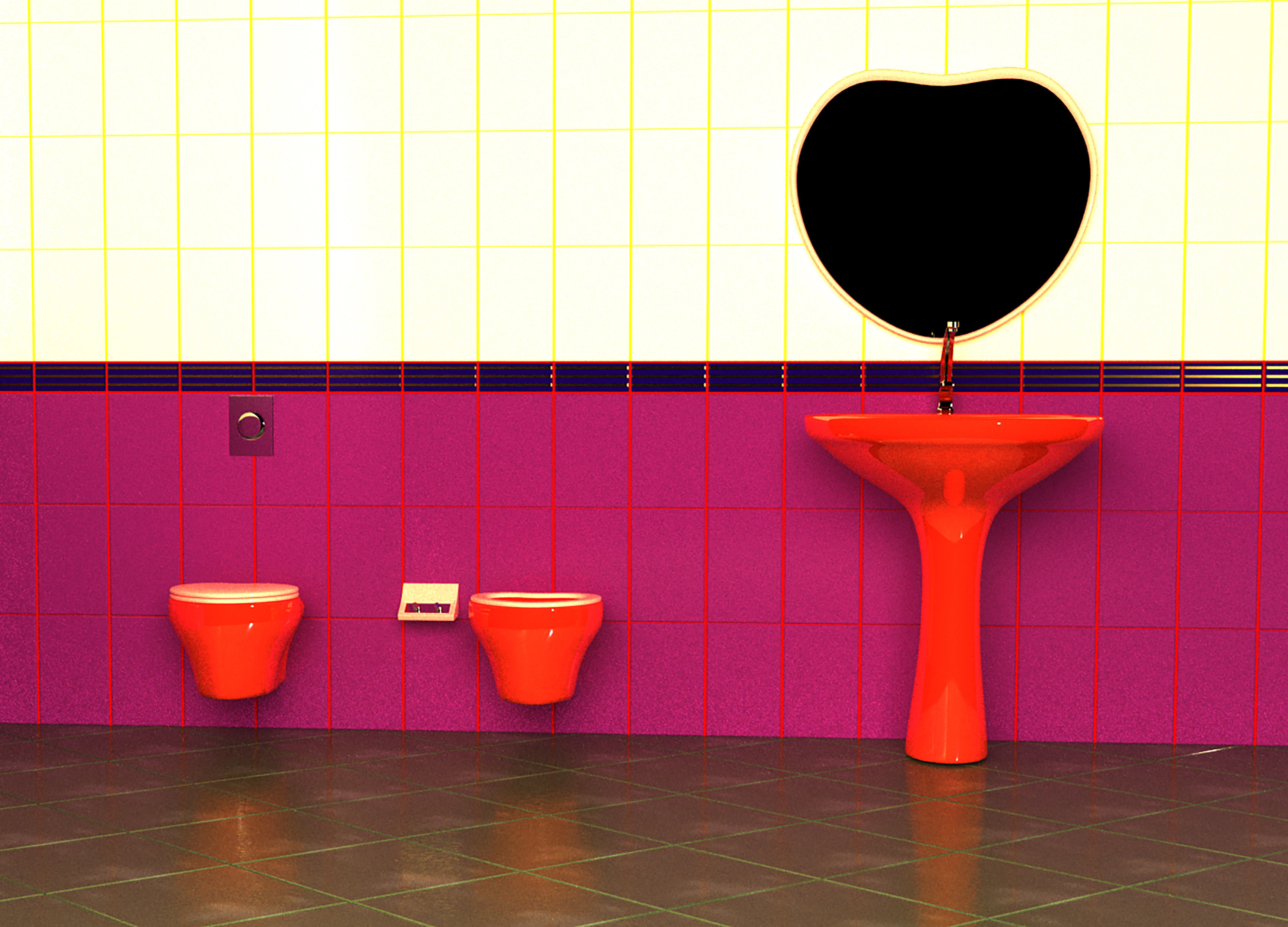 Wall-mounted toilet set 3D Model Collection_3