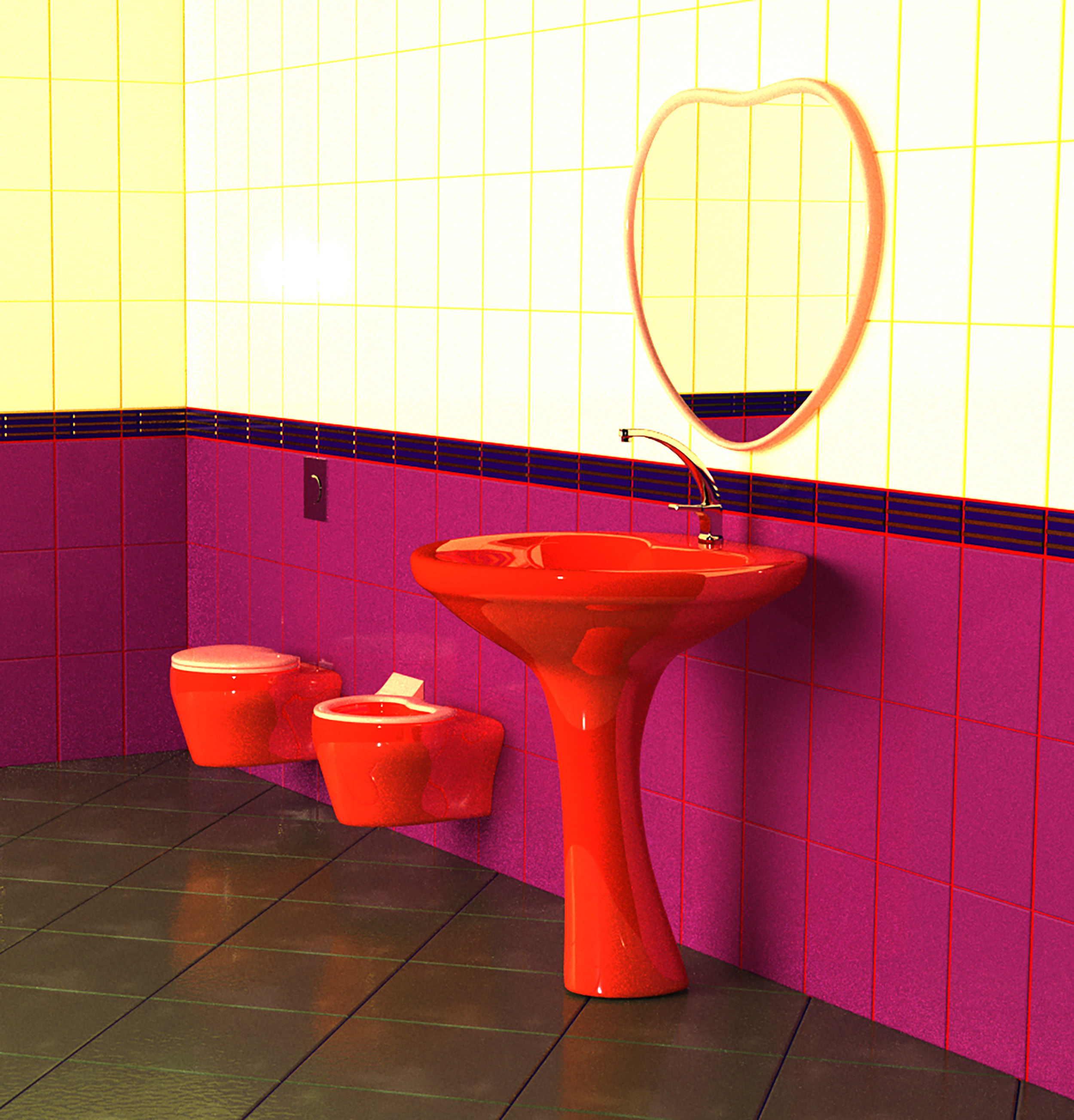 Wall-mounted toilet set 3D Model Collection_2