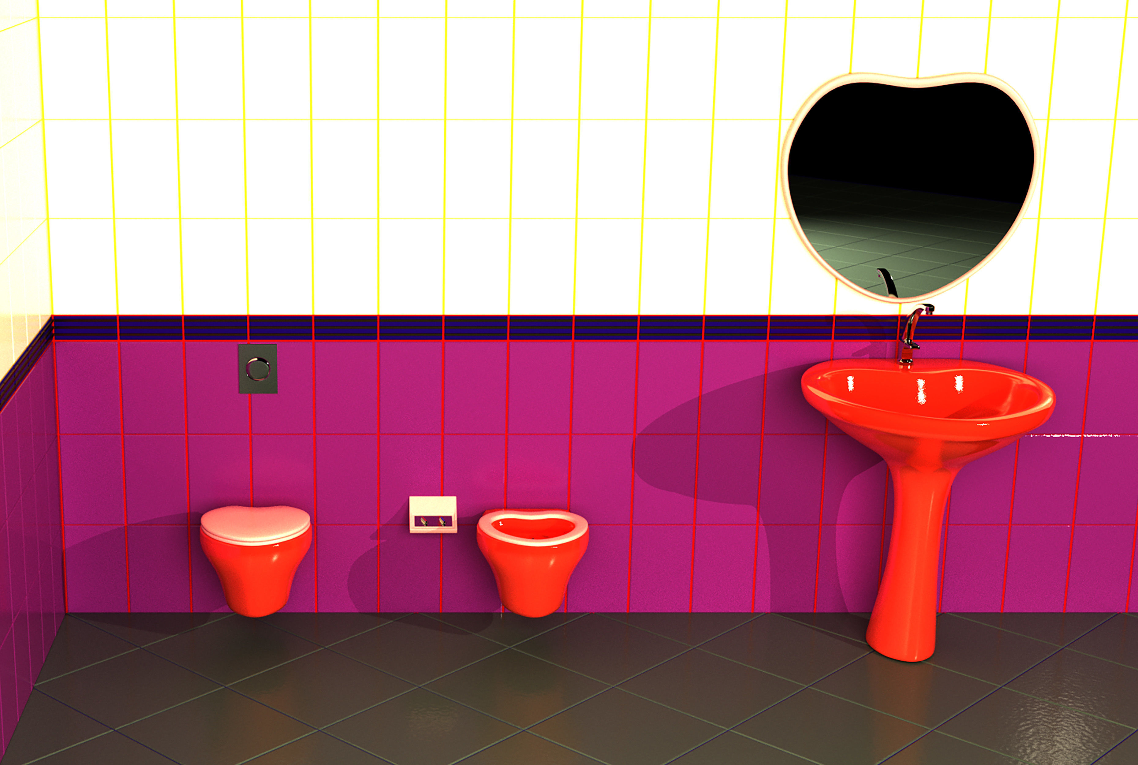 Wall-mounted toilet set 3D Model Collection_1