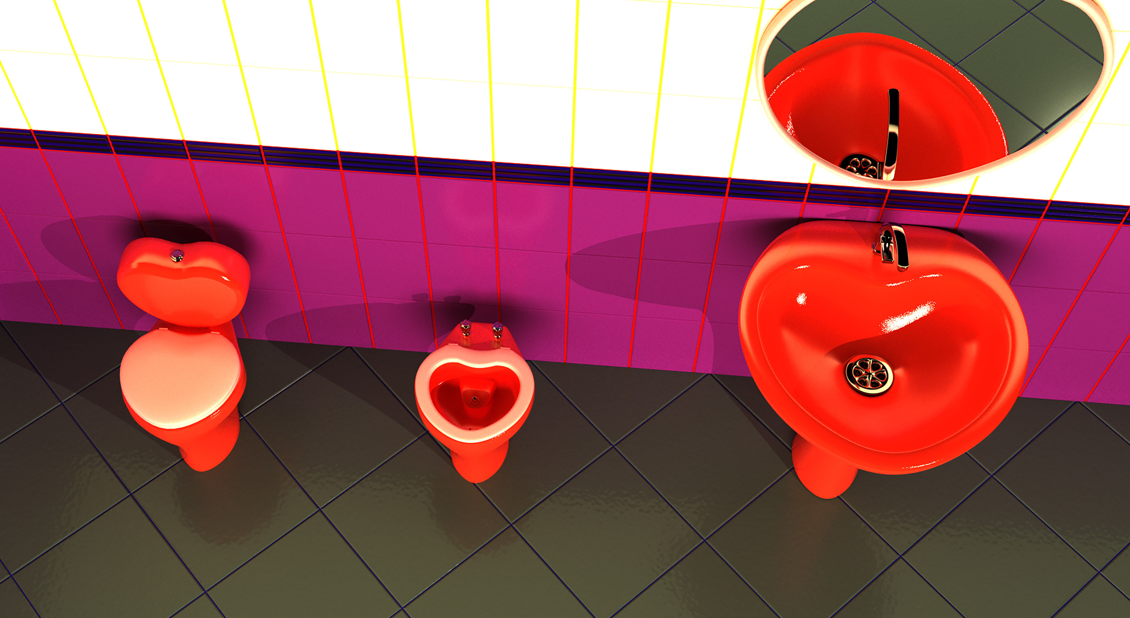 Bathroom heart full set 3D Model Collection_7