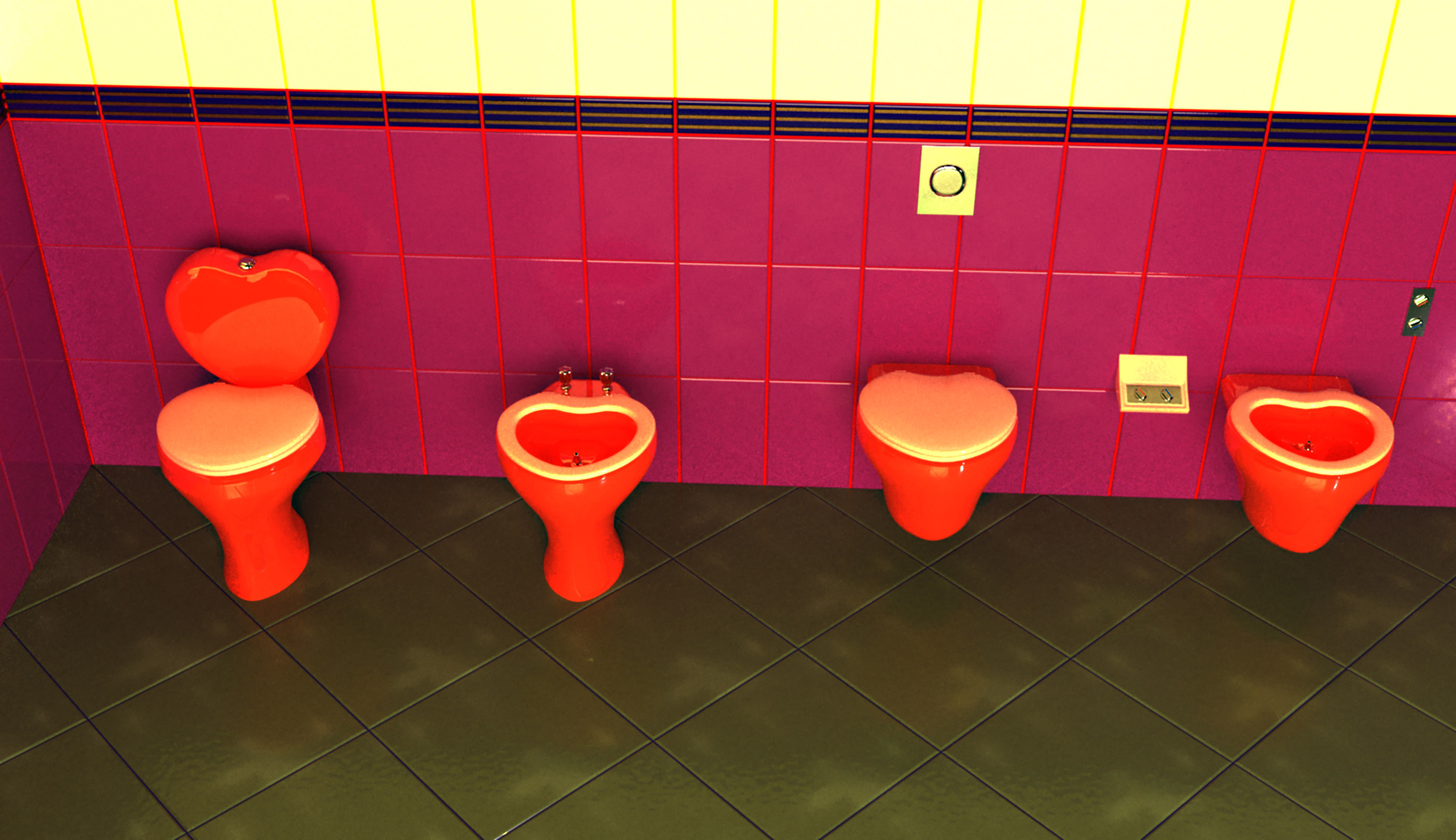Bathroom heart full set 3D Model Collection_5