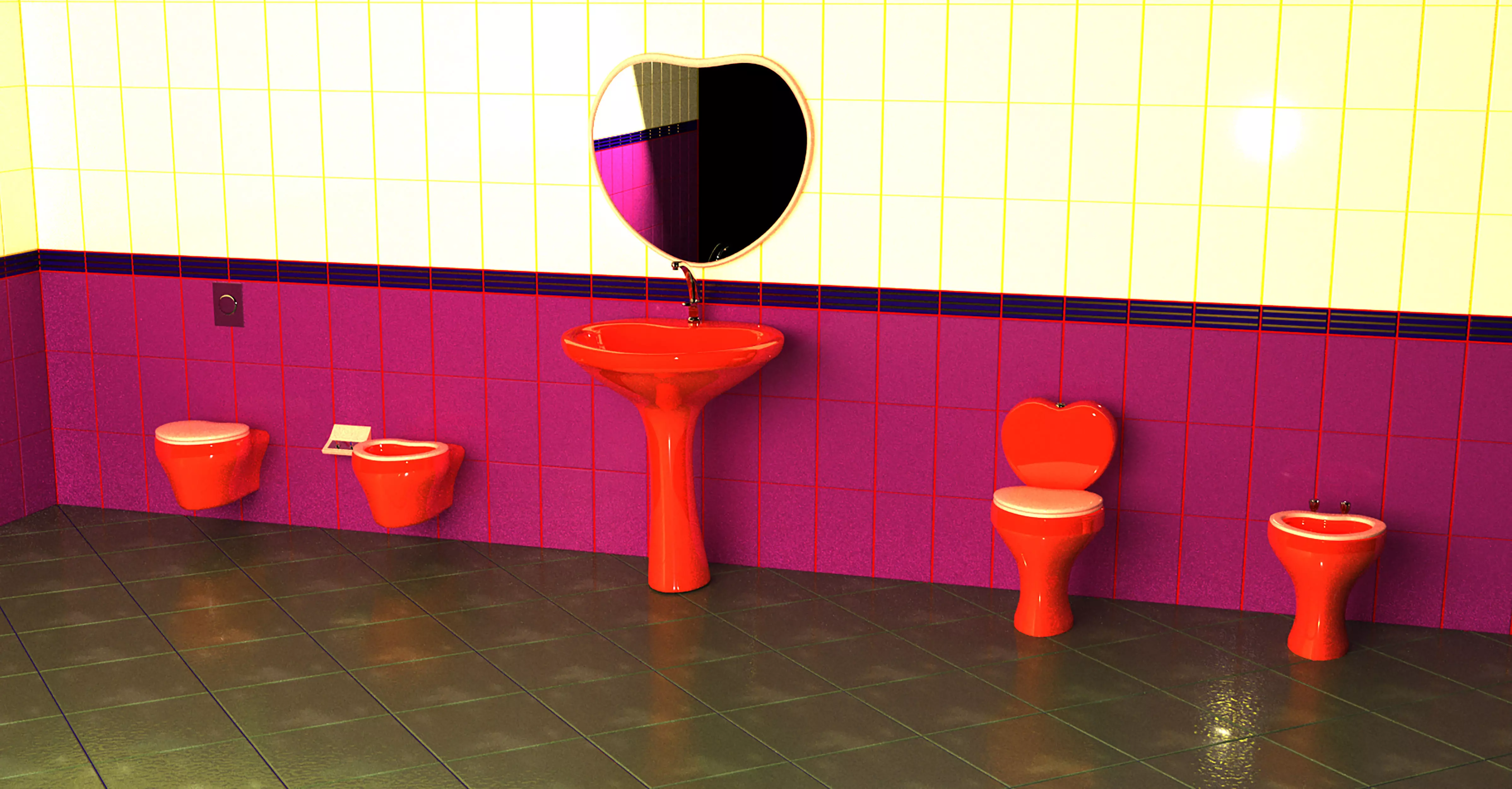 Bathroom heart full set 3D Model Collection_0