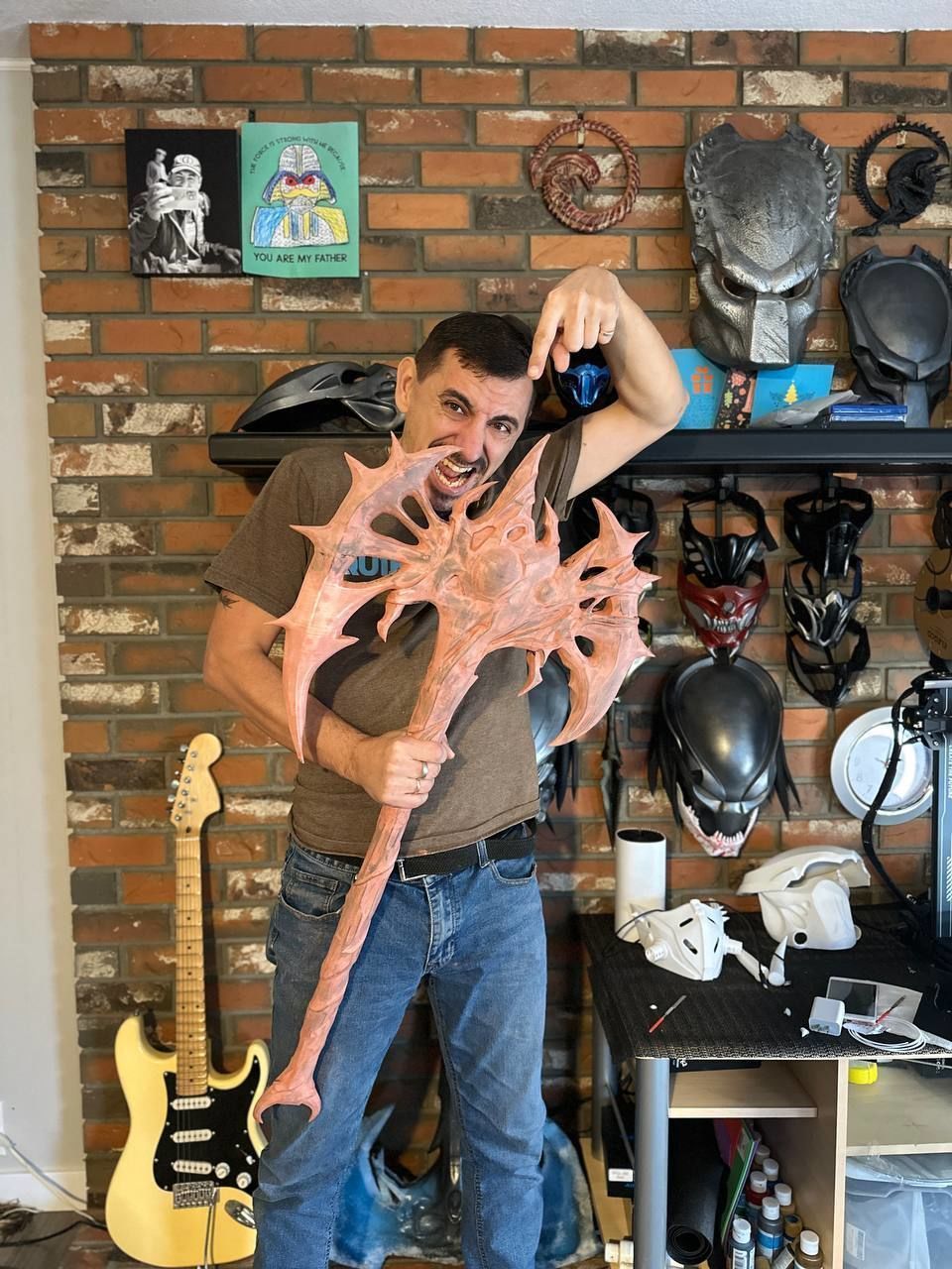 Shao Kahn axe from MK1 - Furious Crusader Axe 3D print model_1