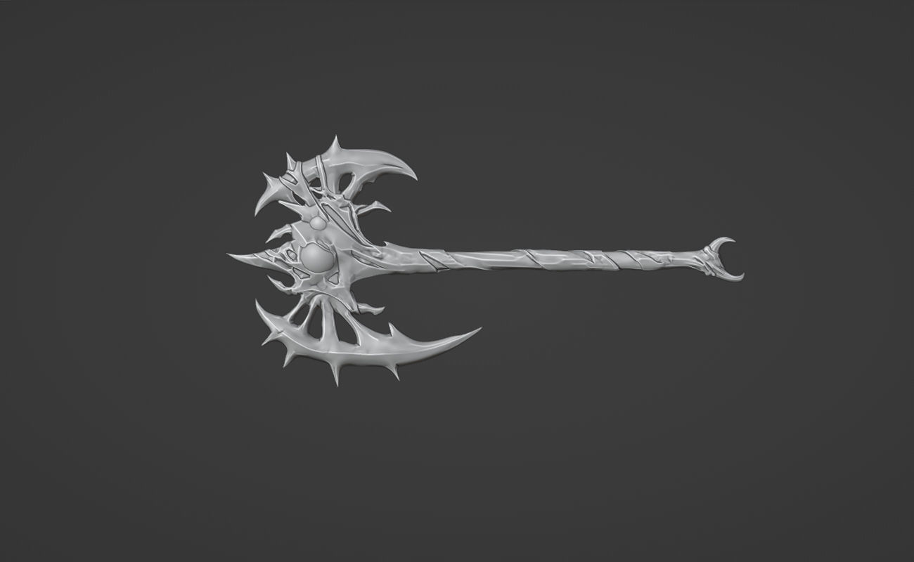Shao Kahn axe from MK1 - Furious Crusader Axe 3D print model_4