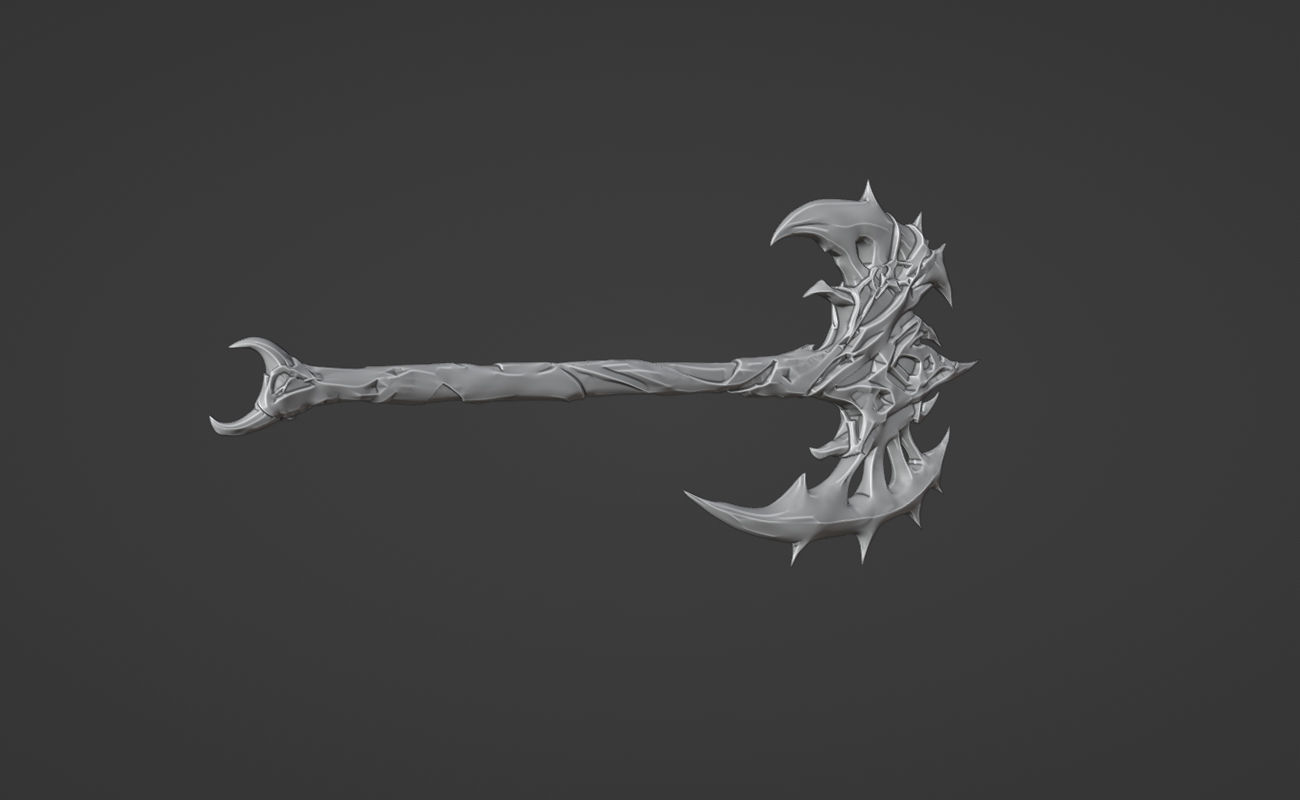 Shao Kahn axe from MK1 - Furious Crusader Axe 3D print model_7