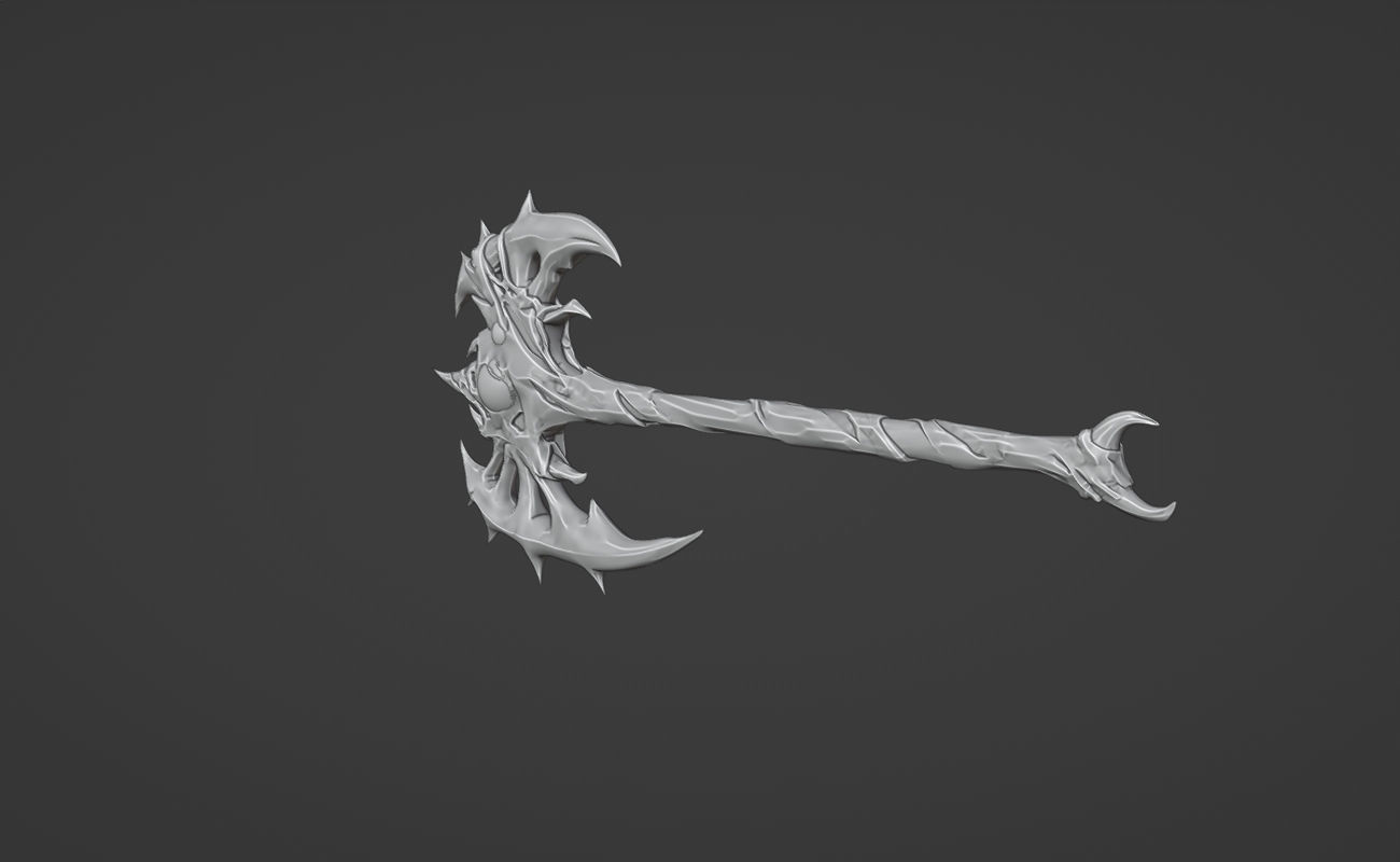 Shao Kahn axe from MK1 - Furious Crusader Axe 3D print model_8