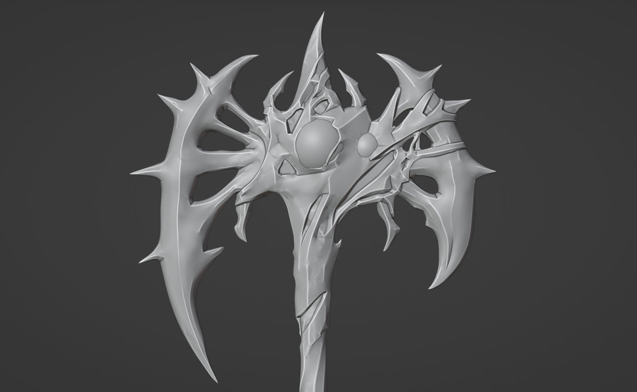 Shao Kahn axe from MK1 - Furious Crusader Axe 3D print model_11
