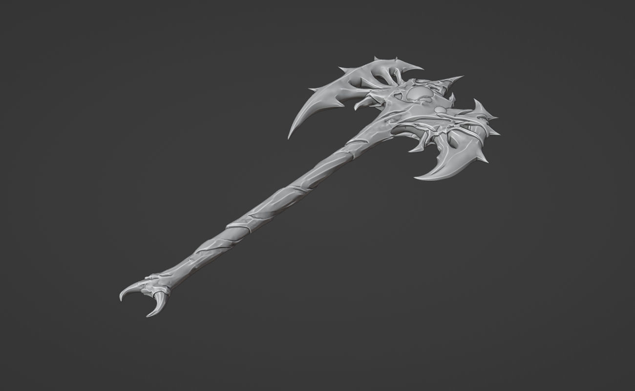 Shao Kahn axe from MK1 - Furious Crusader Axe 3D print model_9