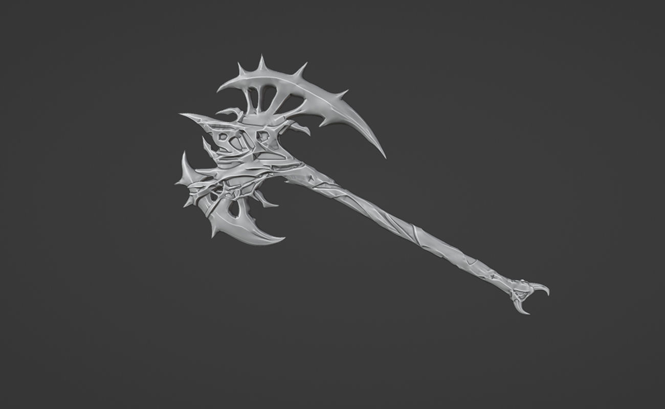 Shao Kahn axe from MK1 - Furious Crusader Axe 3D print model_6
