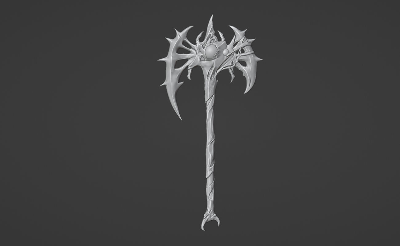 Shao Kahn axe from MK1 - Furious Crusader Axe 3D print model_5
