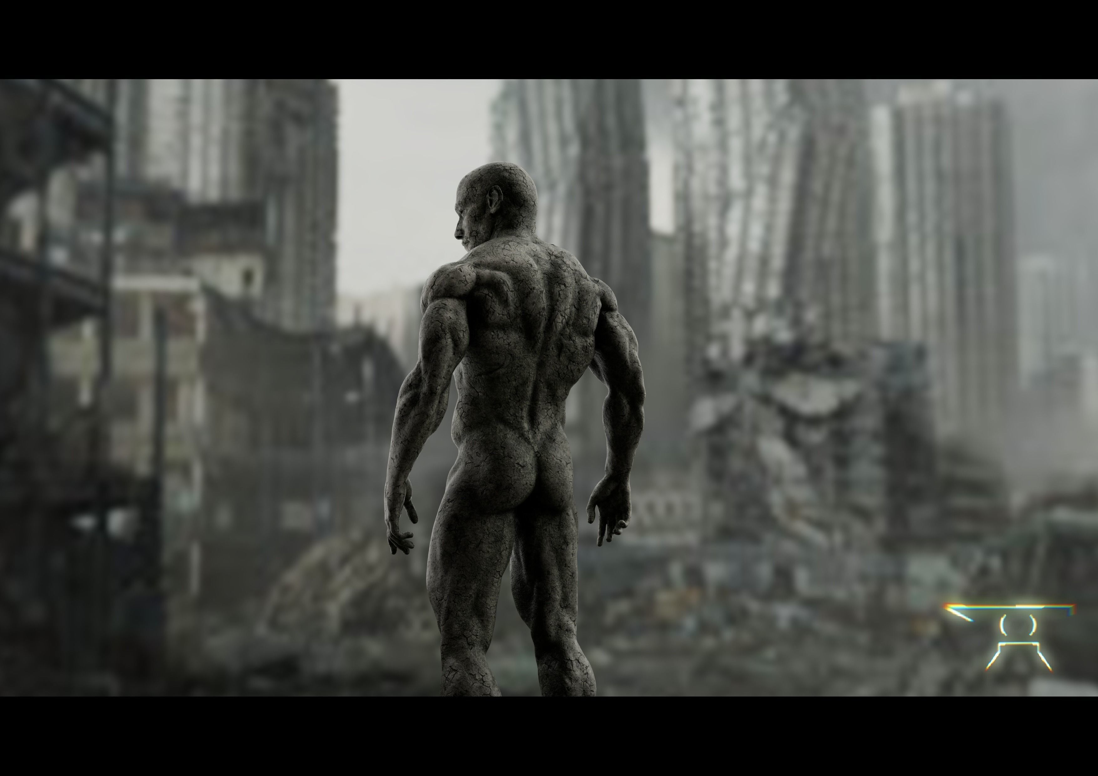 Stone Man - Animated - Rigged 3D model_5