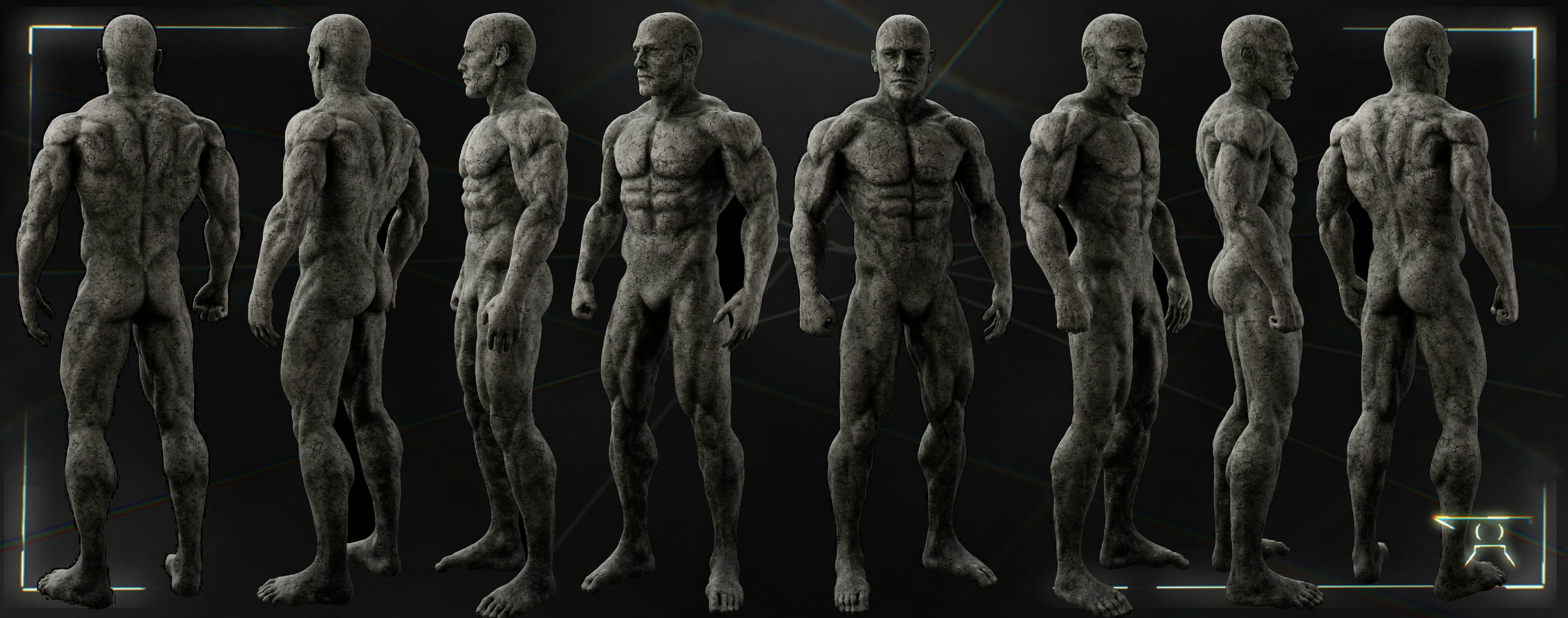 Stone Man - Animated - Rigged 3D model_6