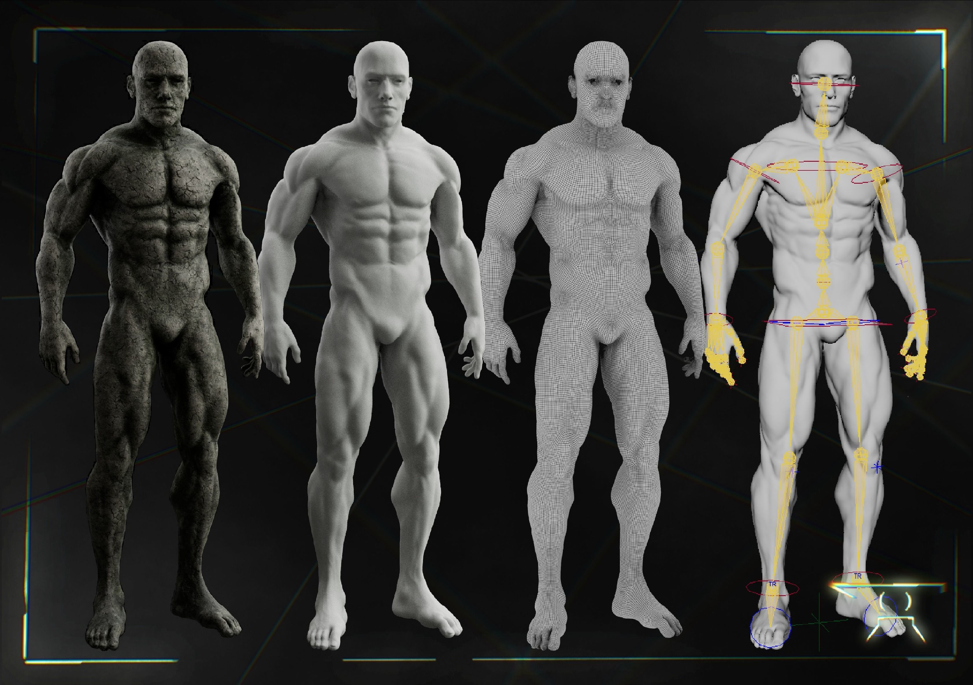 Stone Man - Animated - Rigged 3D model_7