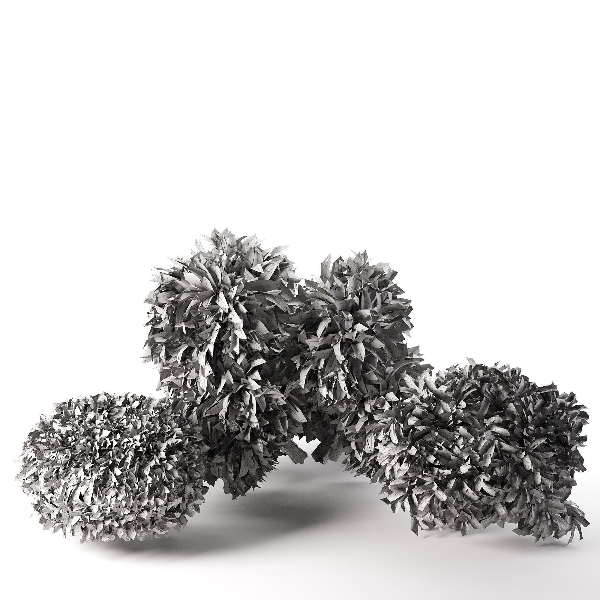 Golden Mop False Cypress bush Low-poly 3D model_11