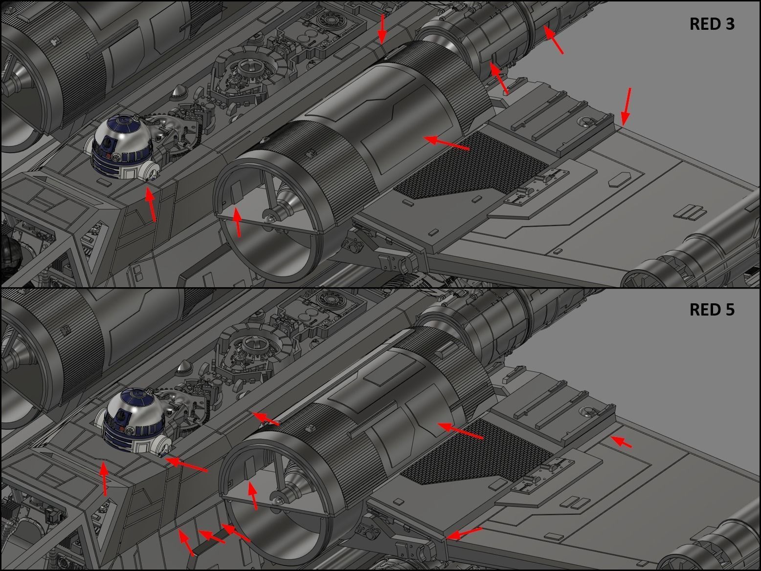 Model-X MK II 1-24 Studio Scale Set Red 3 and Red 5  3D Model Collection_30