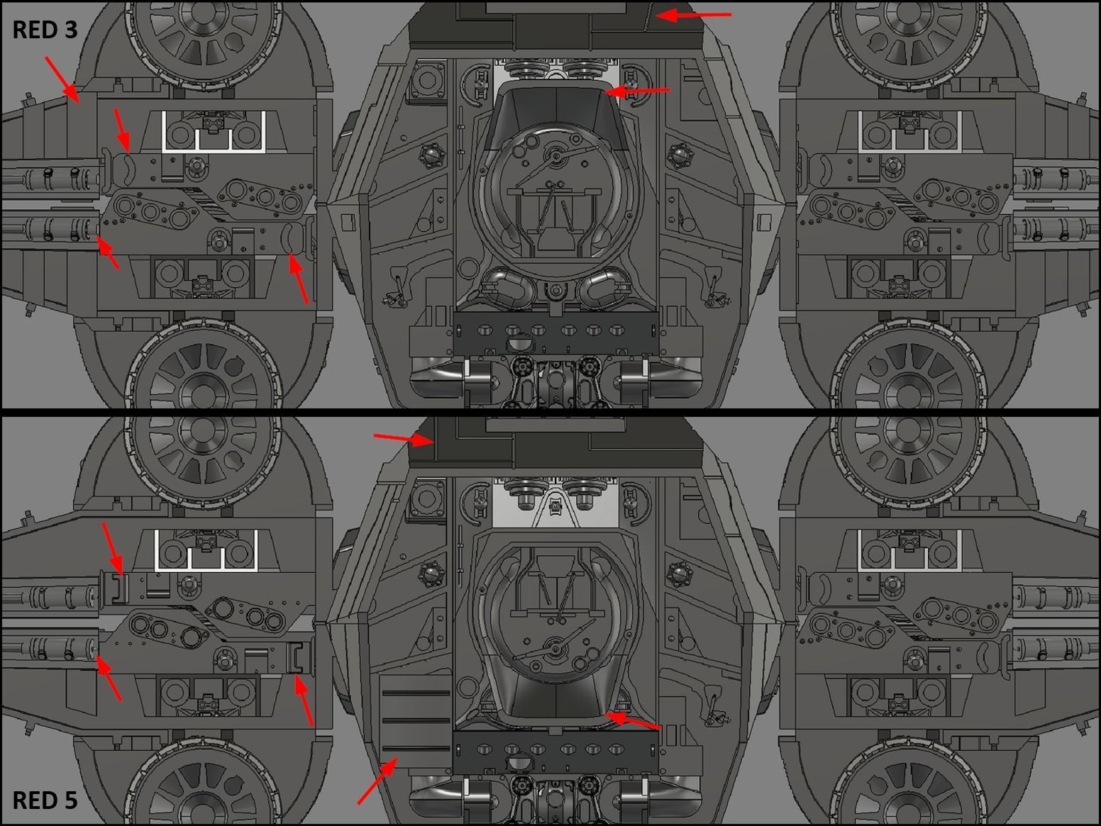 Model-X MK II 1-24 Studio Scale Set Red 3 and Red 5  3D Model Collection_29