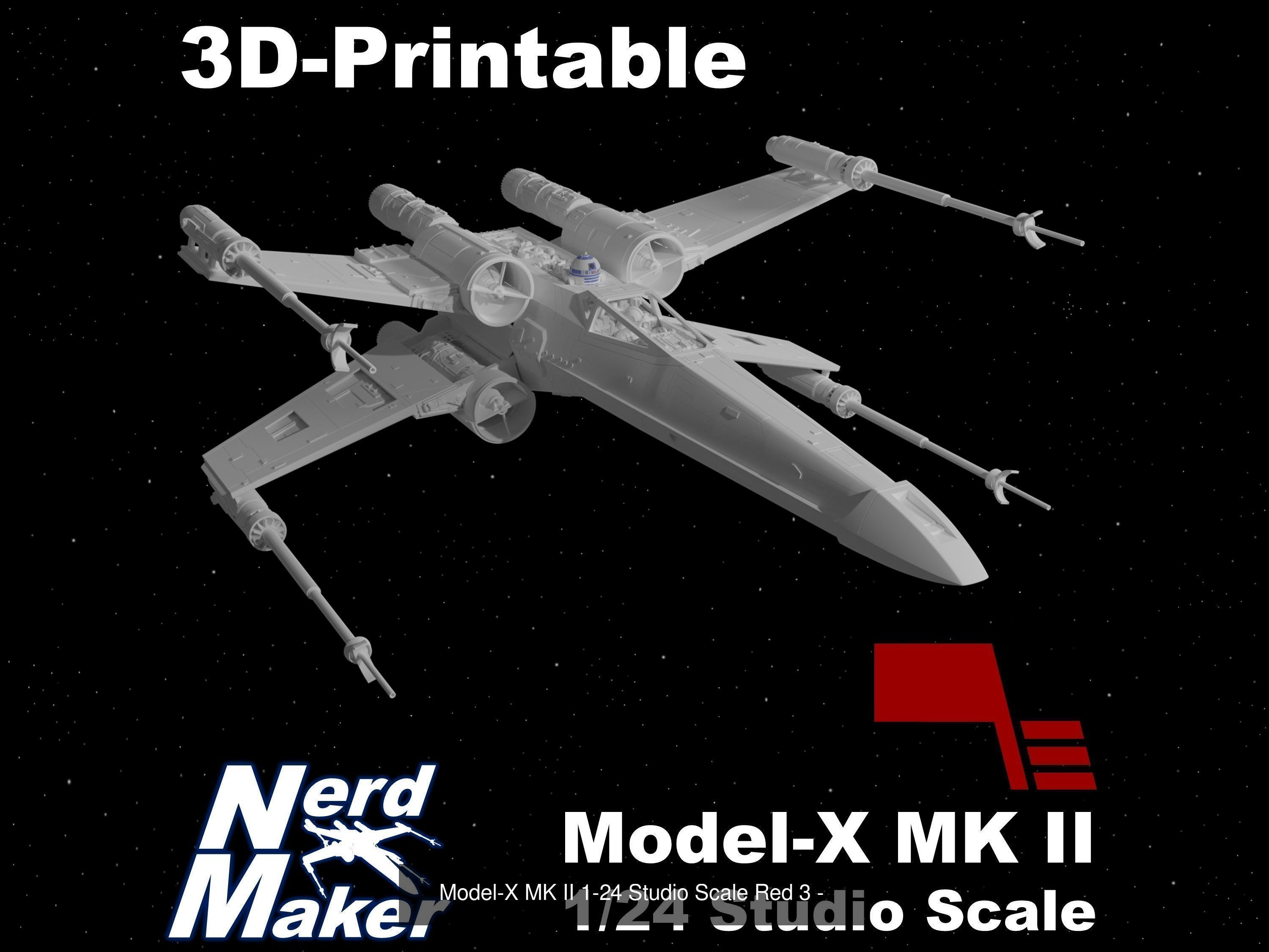 Model-X MK II 1-24 Studio Scale Set Red 3 and Red 5  3D Model Collection_1