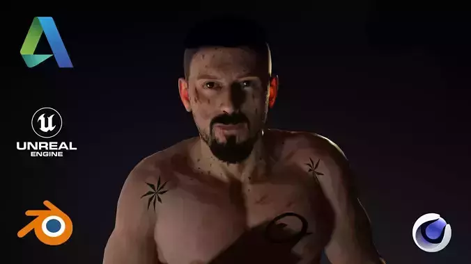 CG Realistic Scott Adkins as Yuri Boyka 3D model full rigged Low-poly 3D model