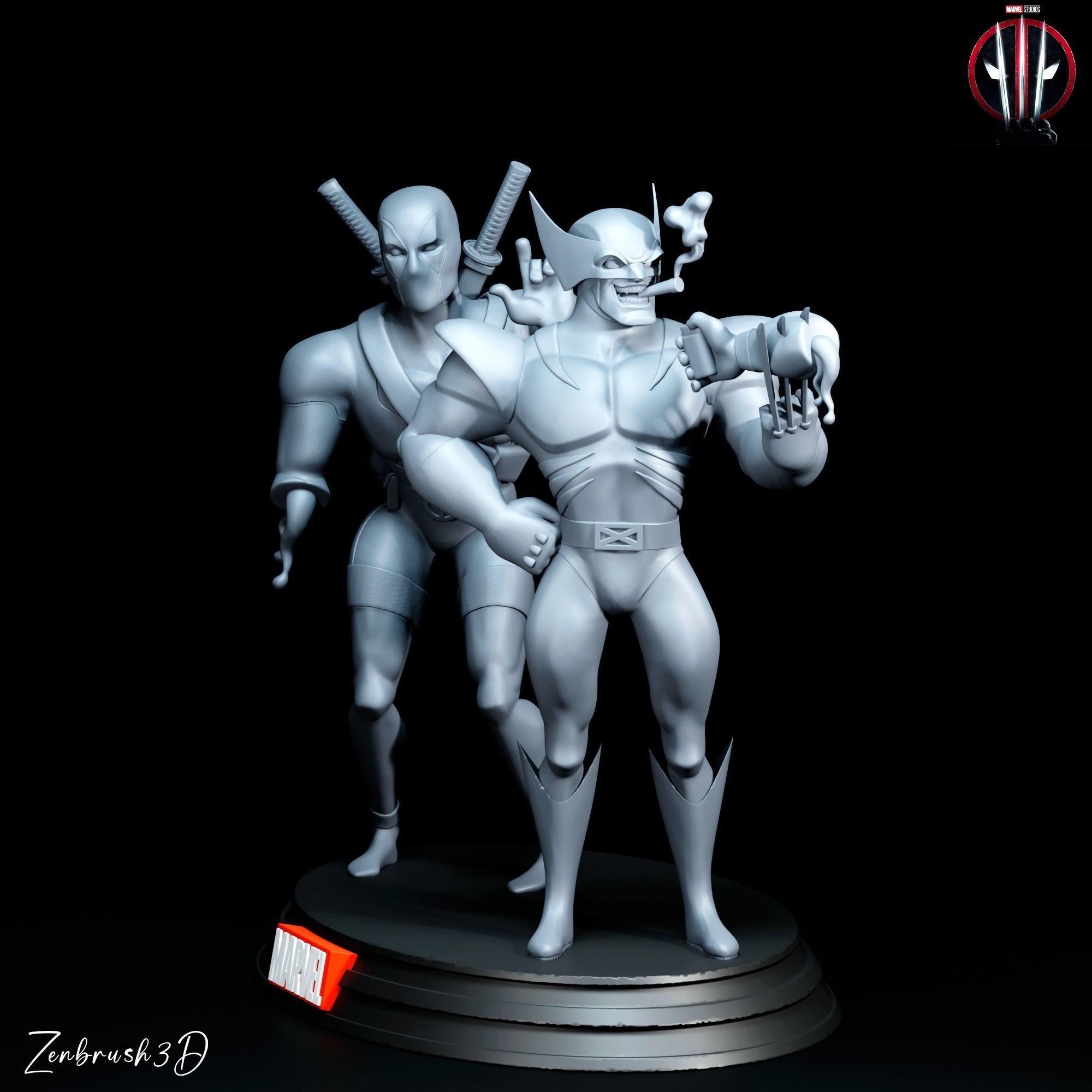 DEADPOOL AND WOLVERINE DIORAMA COMPLETE 3D PRINTABLE MODEL STL 3D print model_7