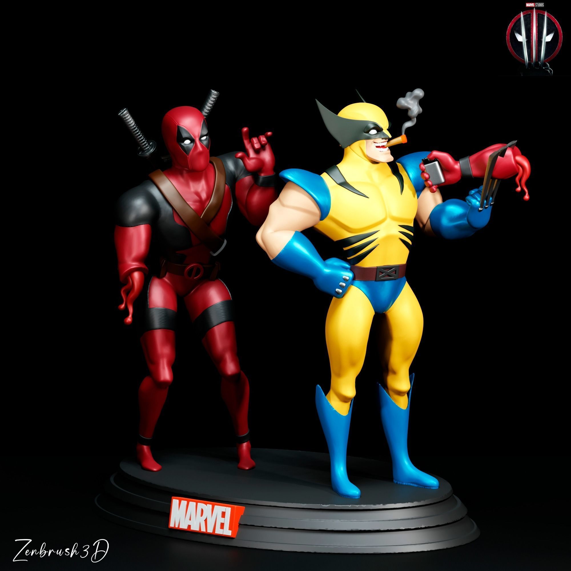 DEADPOOL AND WOLVERINE DIORAMA COMPLETE 3D PRINTABLE MODEL STL 3D print model_3