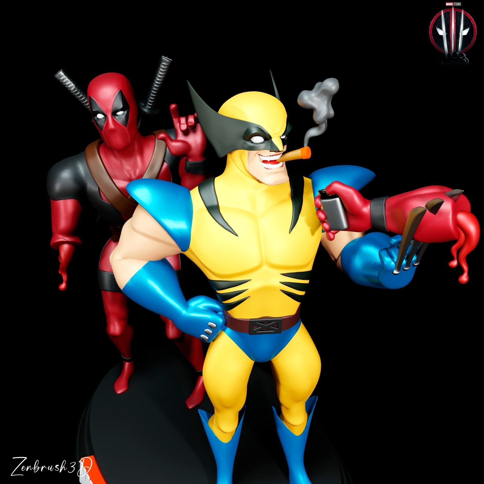 DEADPOOL AND WOLVERINE DIORAMA COMPLETE 3D PRINTABLE MODEL STL 3D print model_4
