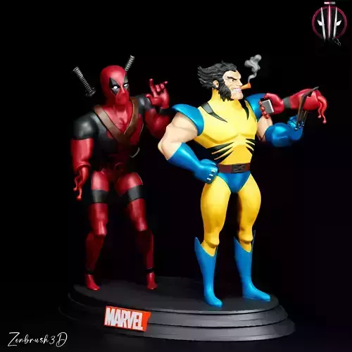 DEADPOOL AND WOLVERINE DIORAMA COMPLETE 3D PRINTABLE MODEL STL