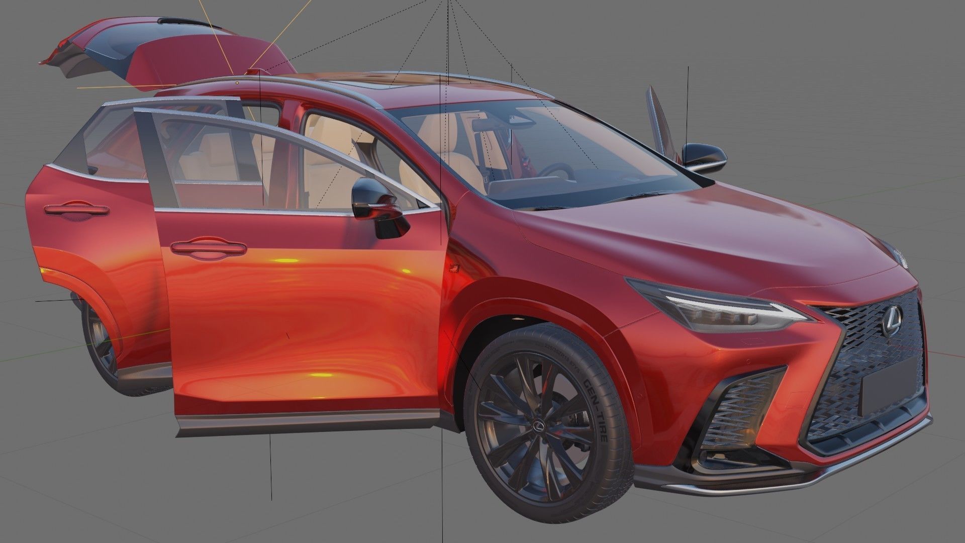 Lexus NX 2023 with interior 3D model_23